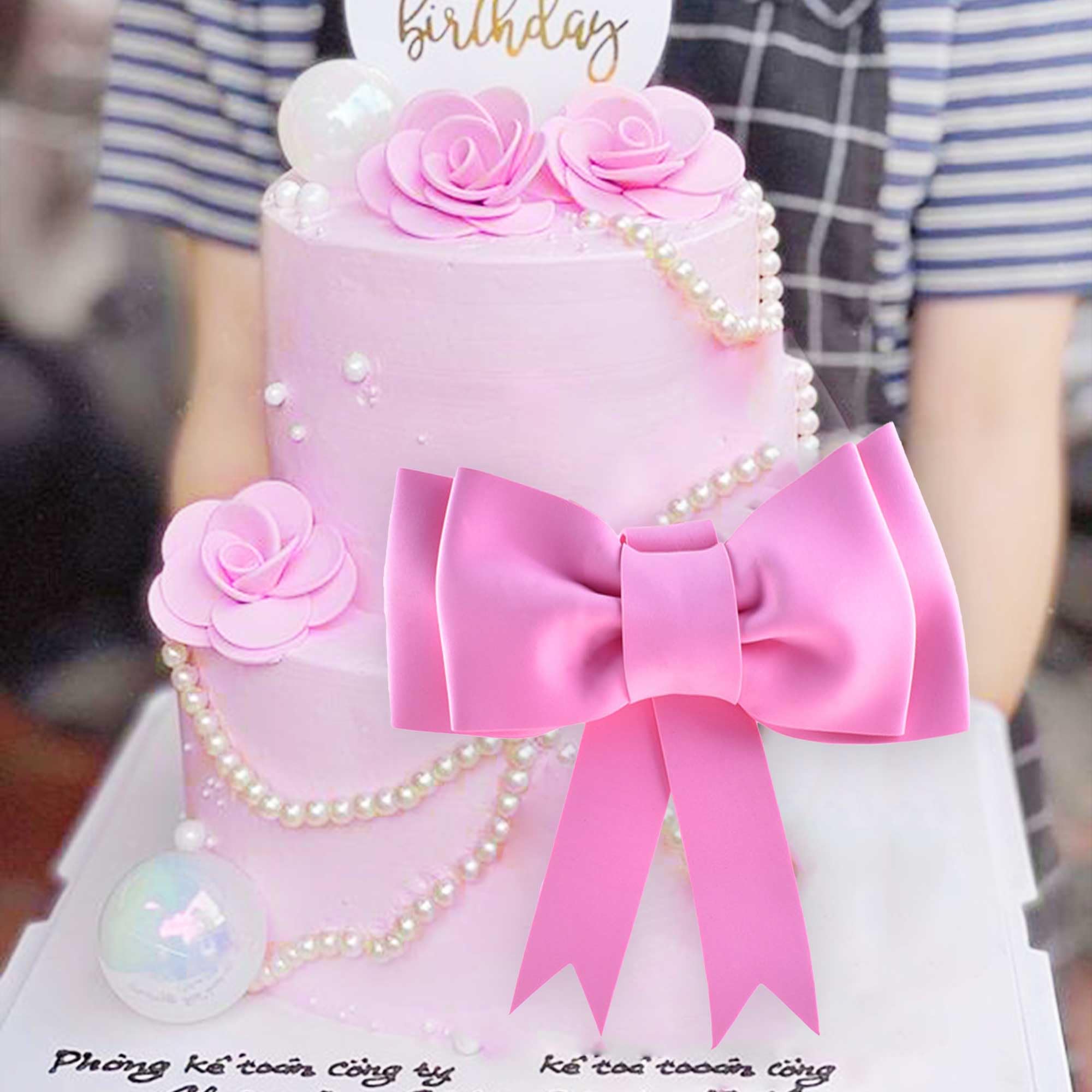 JeVenis Topper Per Torta Con Fiocchi In Seta Rosa: Set Di 12 Decorazioni Per Torte, Compleanno, Addio Al Nubilato E Feste