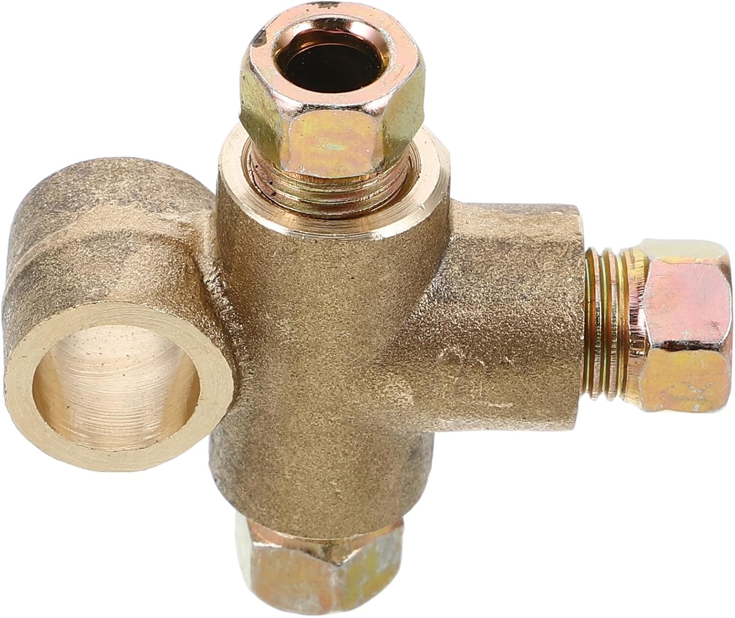Brass Brake Line Tee Fitting M10 Thread Vehicle Auto Brake Line Tee Connector with 3 Male Threads Fittings Replacement Part