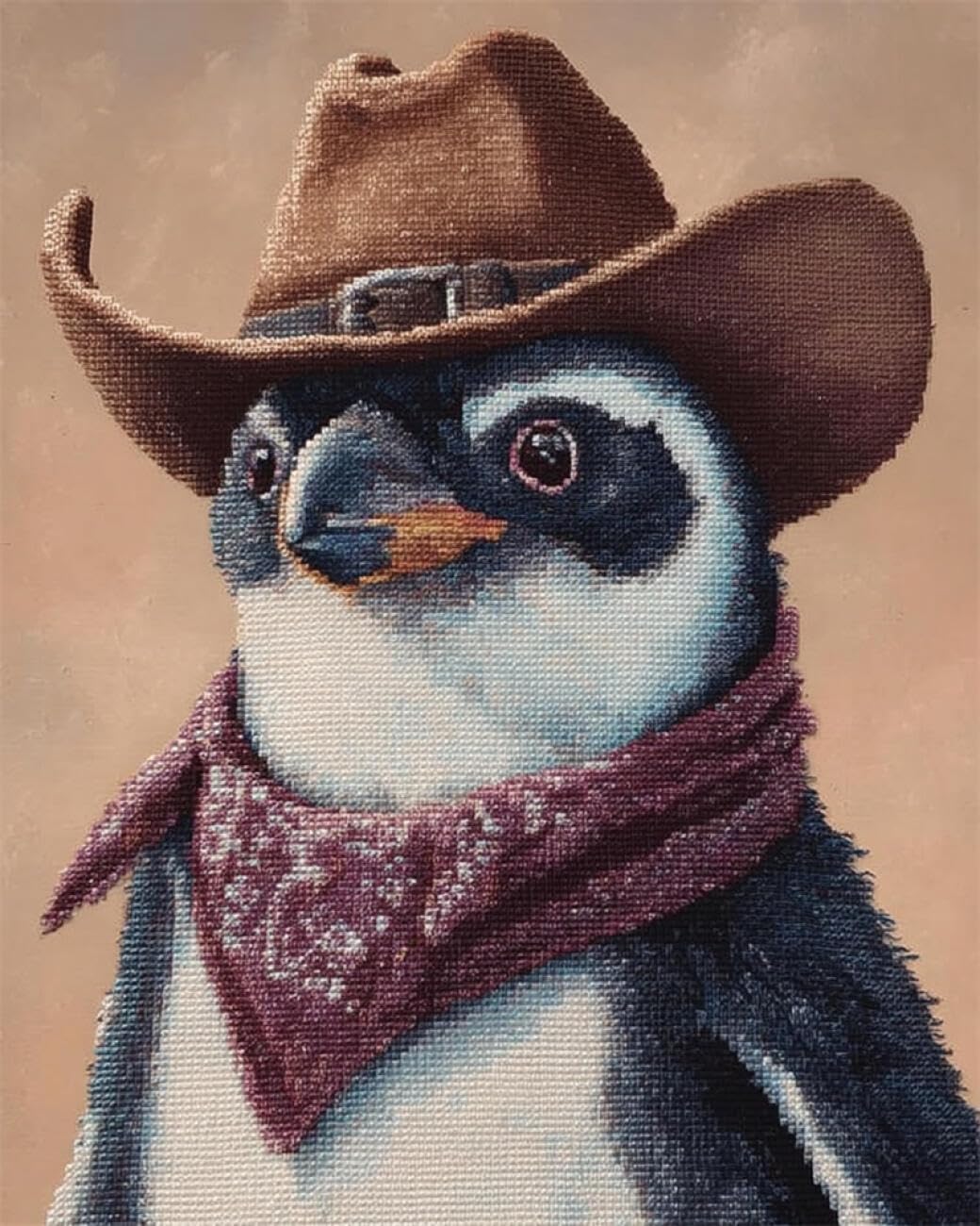 AxiangziK DIY Stamped Cross Stitch Kit Fantasy Penguin 11CT 60x80cm