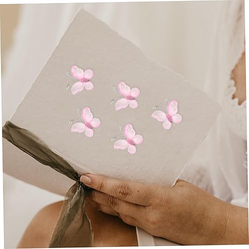 Miniatura 4 de NUOBESTY 50 alas de nailon de organza con purpurina de malla con purpurina para decoración de mariposas, gema decorativa con purpurina para mesa,