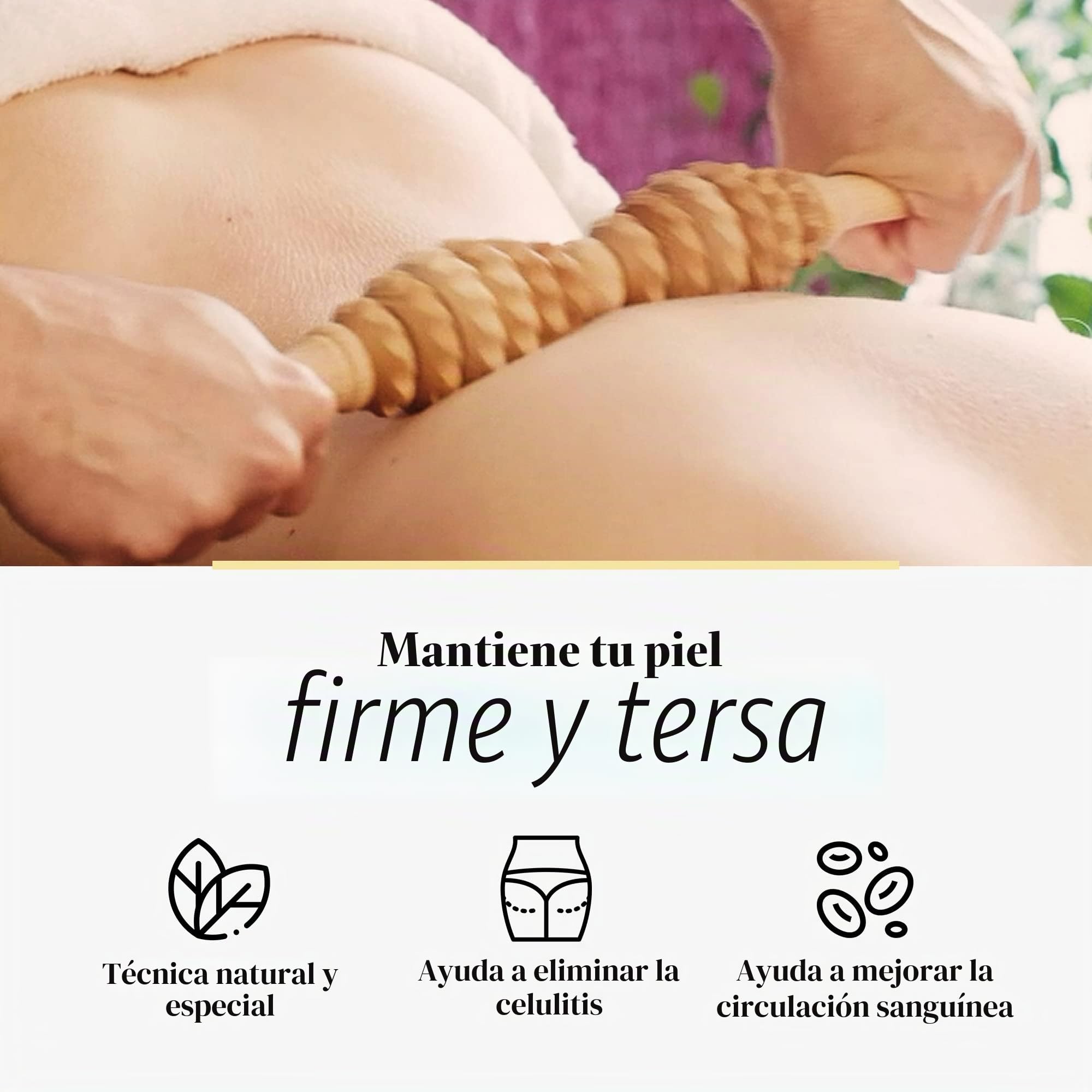 Tuuli Accessories Anti Celulitis Masajeador Rodillo Aparato Anticelulítico para Masaje del Cuerpo Maderoterapia Madera 40 cm