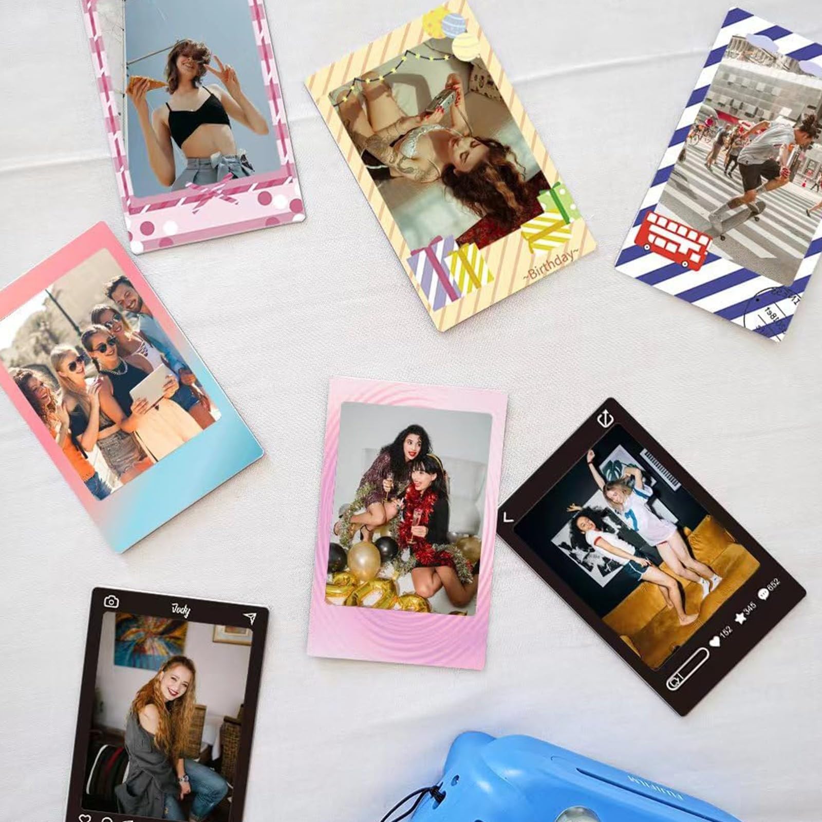 30 Pcs Foto-Bordürenaufkleber Film Fotorahmen Aufkleber Schöne Mini-Fotofilm-Aufkleber Spaß Sticker 3 Zoll Kompatibel mit Fujifilm Instax Mini Film 12/11/9/8/7s/70/40/50s/90 Evo Sofortbildfilm