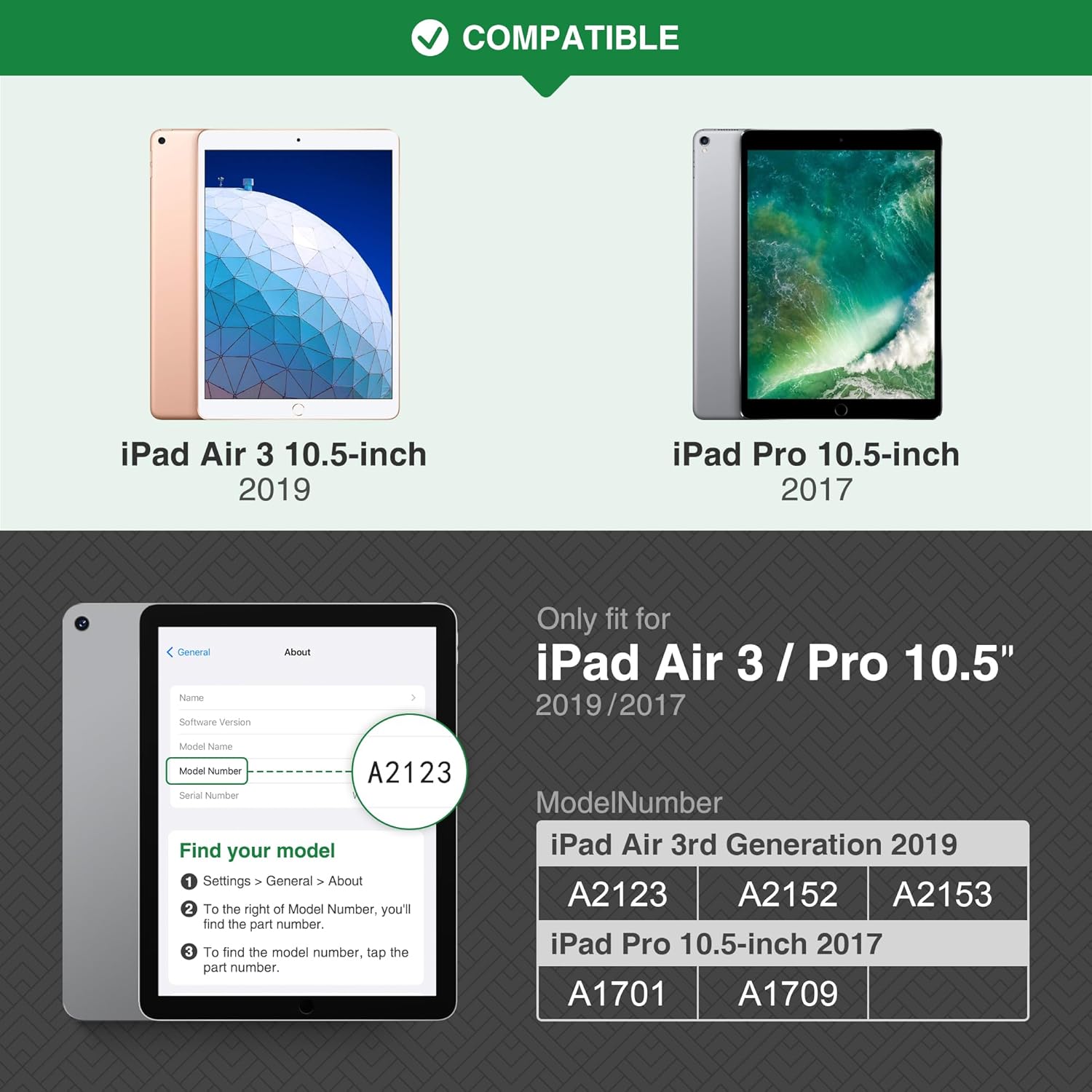 KingBlanc Case for iPad Air (3rd Generation) 10.5" 2019 / iPad Pro 10.5 inch 2017 Case with Apple Pencil Holder, Vegan Leather Smart Cover, Auto Sleep/Wake, Multi-Angle Folding, Brown