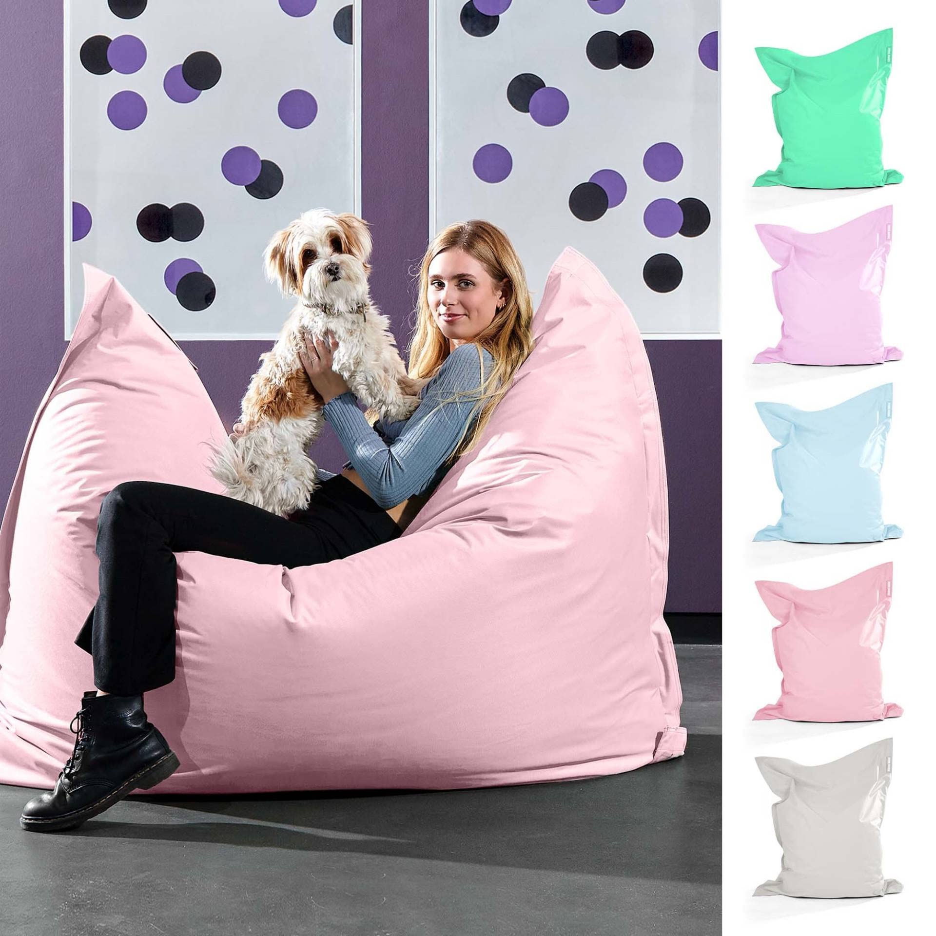 Poltrona A Sacco XXL 140x180 Cm - Imbottitura Perle EPS, Verde Menta, Lavabile - Foto 8