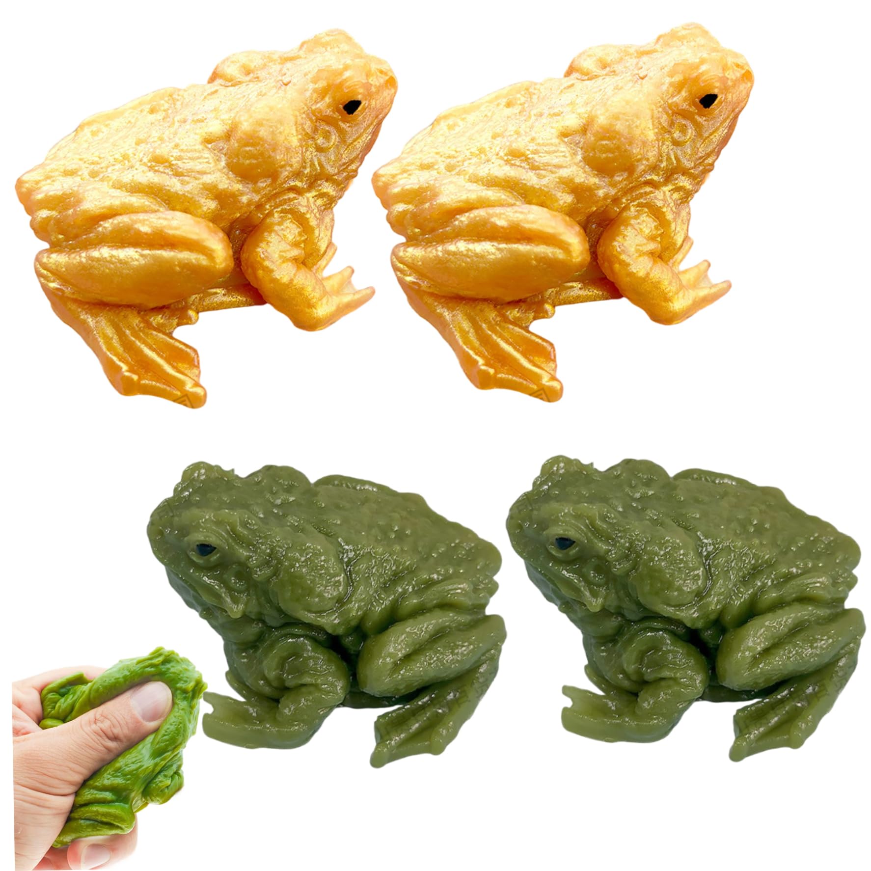 FDEFIRTFG Squeeze toys, Frog Squish, Squeeze Toy, 4 Pack Realistic with Slow-Rise Rebound, Sensory Fidget Toys