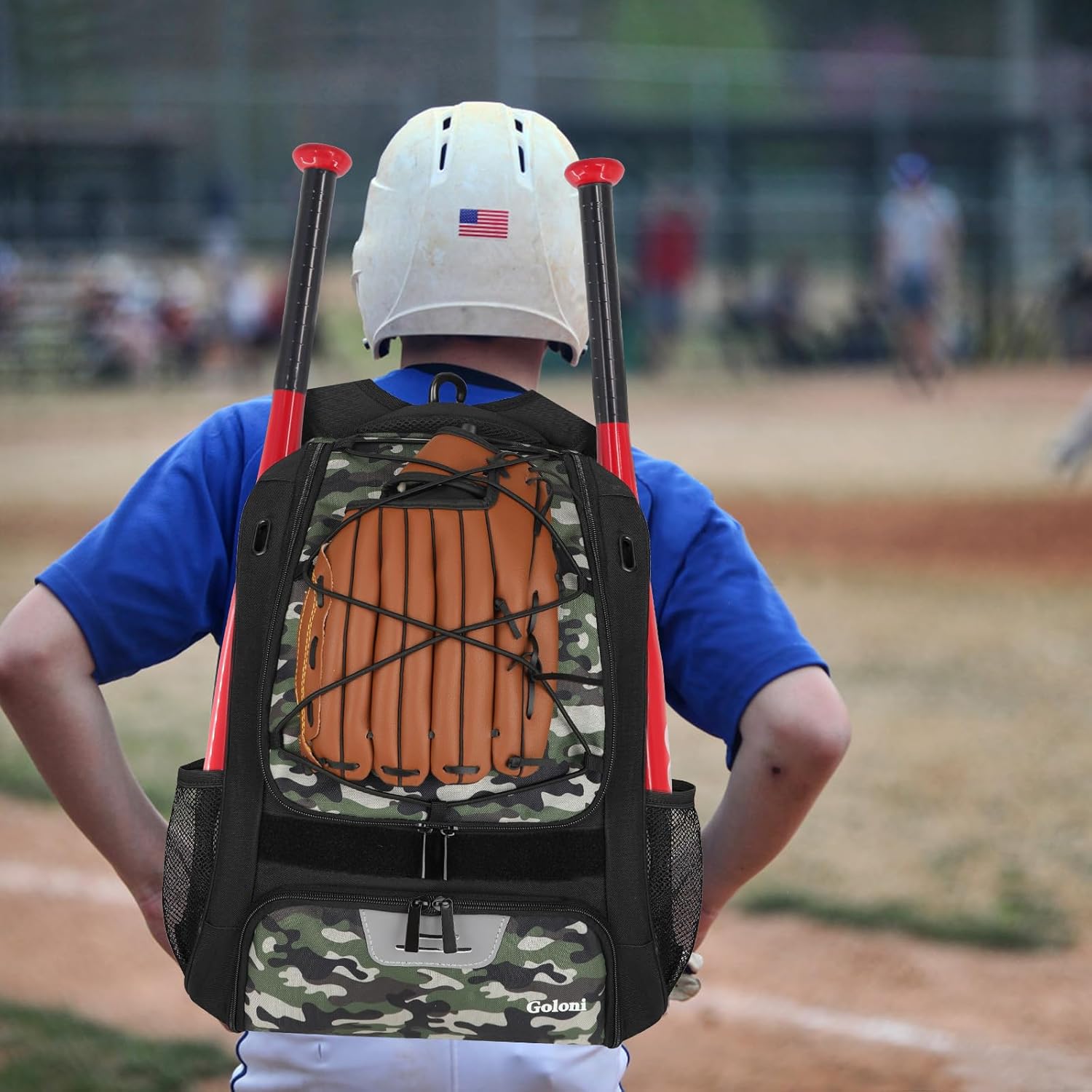 Goloni | Baseball Backpack,Baseball Bag for Adult,Softball Bat Bag with Shoes Compartment,Large Main Compartment for Helmet & accessories, Fence Hook