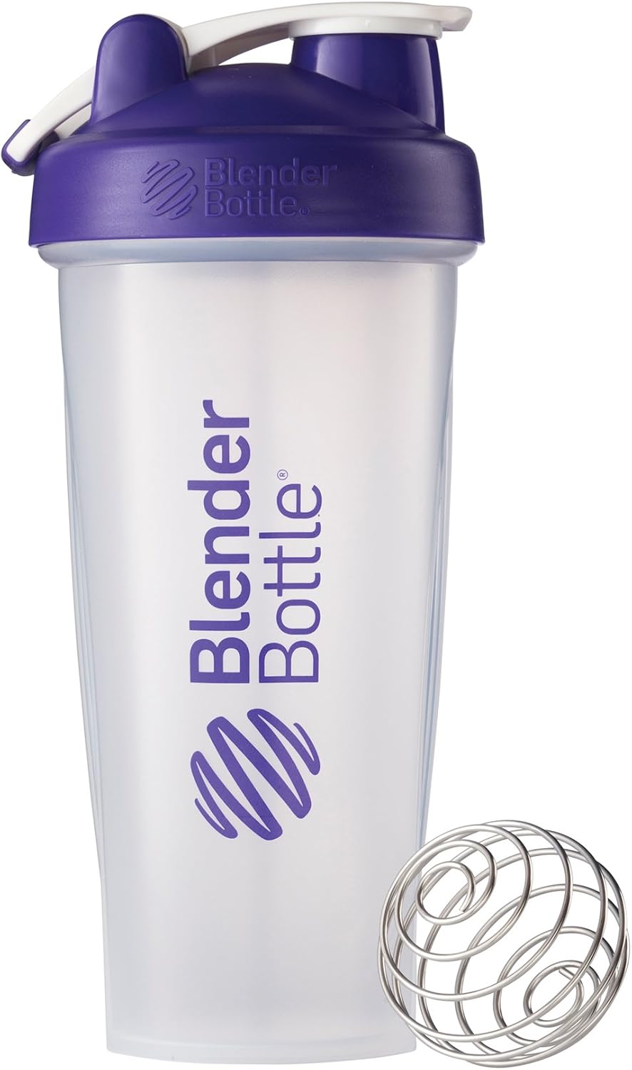 BlenderBottle Classic Loop Top Shaker Bottle, 28-Ounce, Clear/Purple