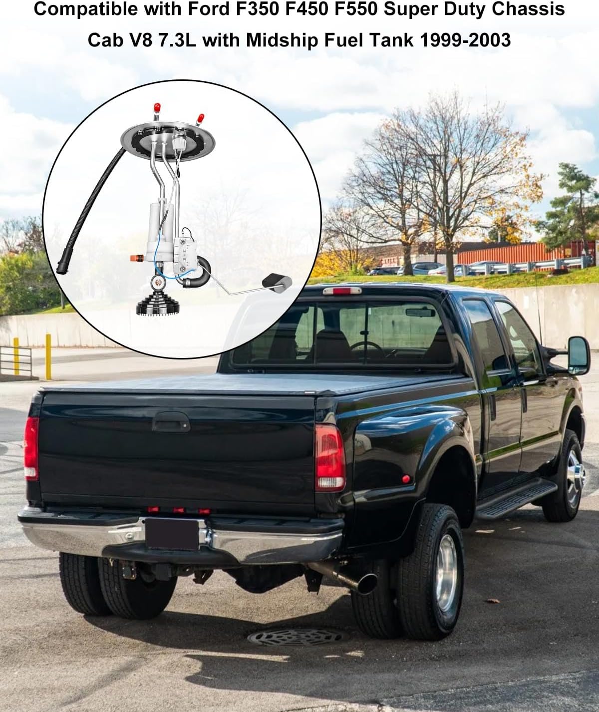 Fuel Tank Sending Unit Fit for 1999-2003 Ford F350 F450 F550 Super Duty Chassis Cab V8 7.3L with Midship Fuel Tank, Fuel Level Sensor Sender Kit