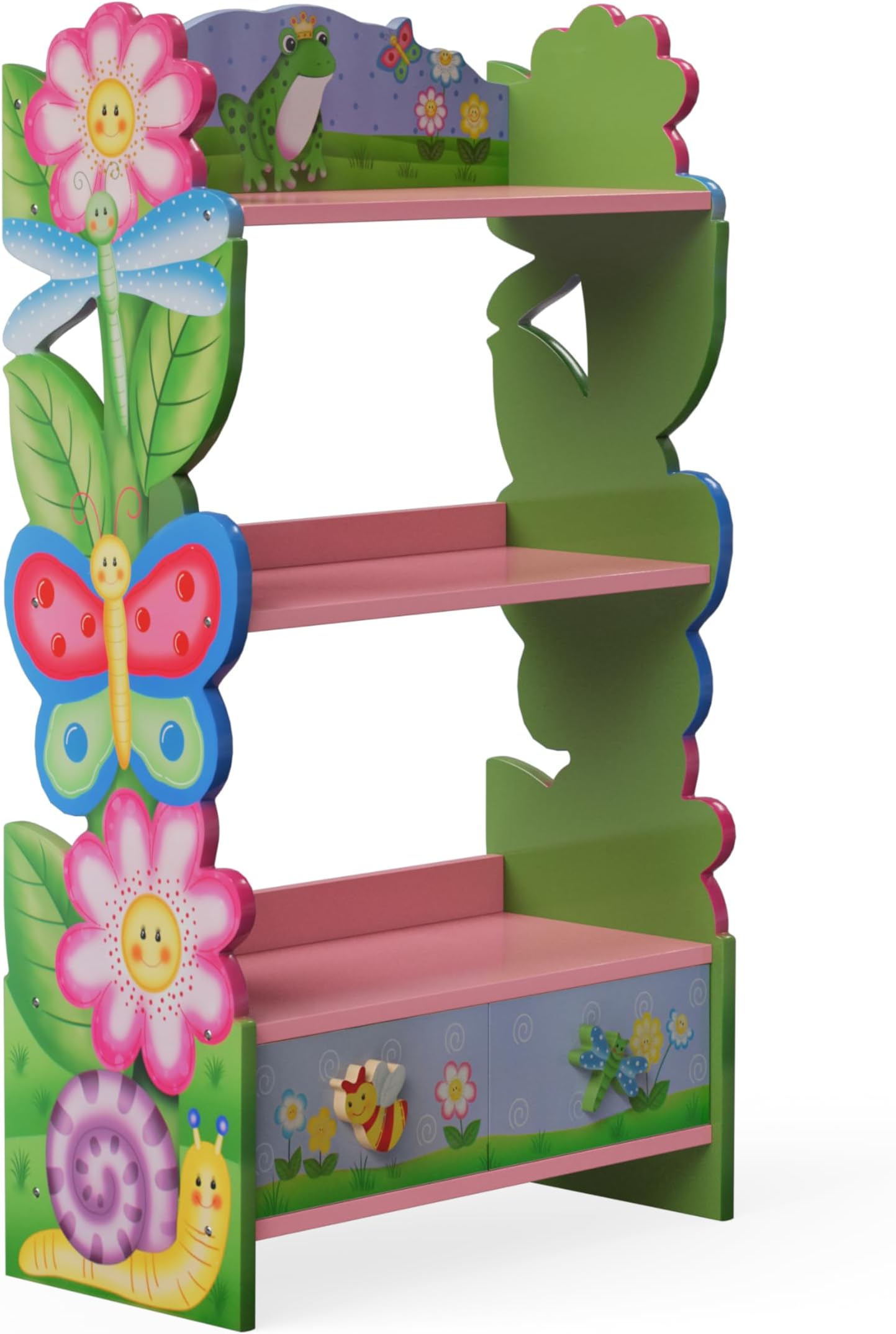 Fantasy Fields Magic Garden Kids 3-Tier Bookshelf & Drawer, Multi