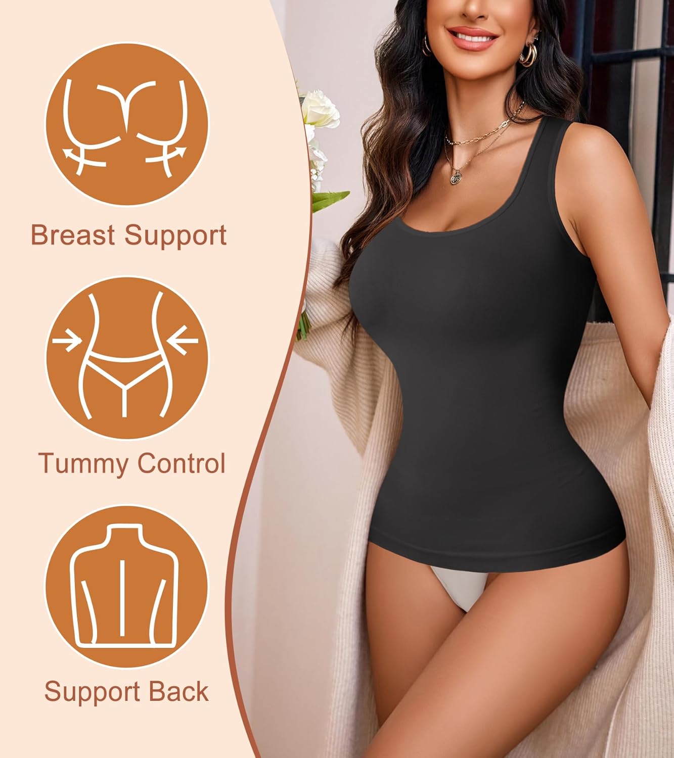 Shapewear Tank Tops for Women Tummy Control Camisole Compression Tanks Top Cami Slimming Body Shaper - Image 4