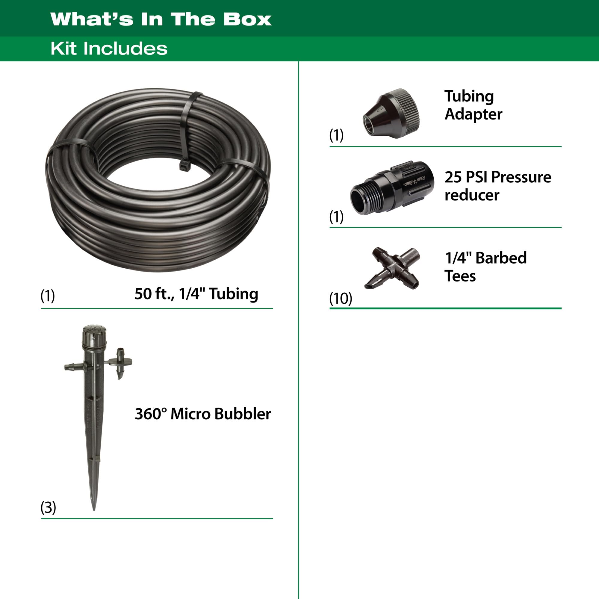 Rain Bird POTTEDKIT Drip Irrigation Container/Potted Plant Watering Kit, Connects to Faucet/Garden Hose, 1/4