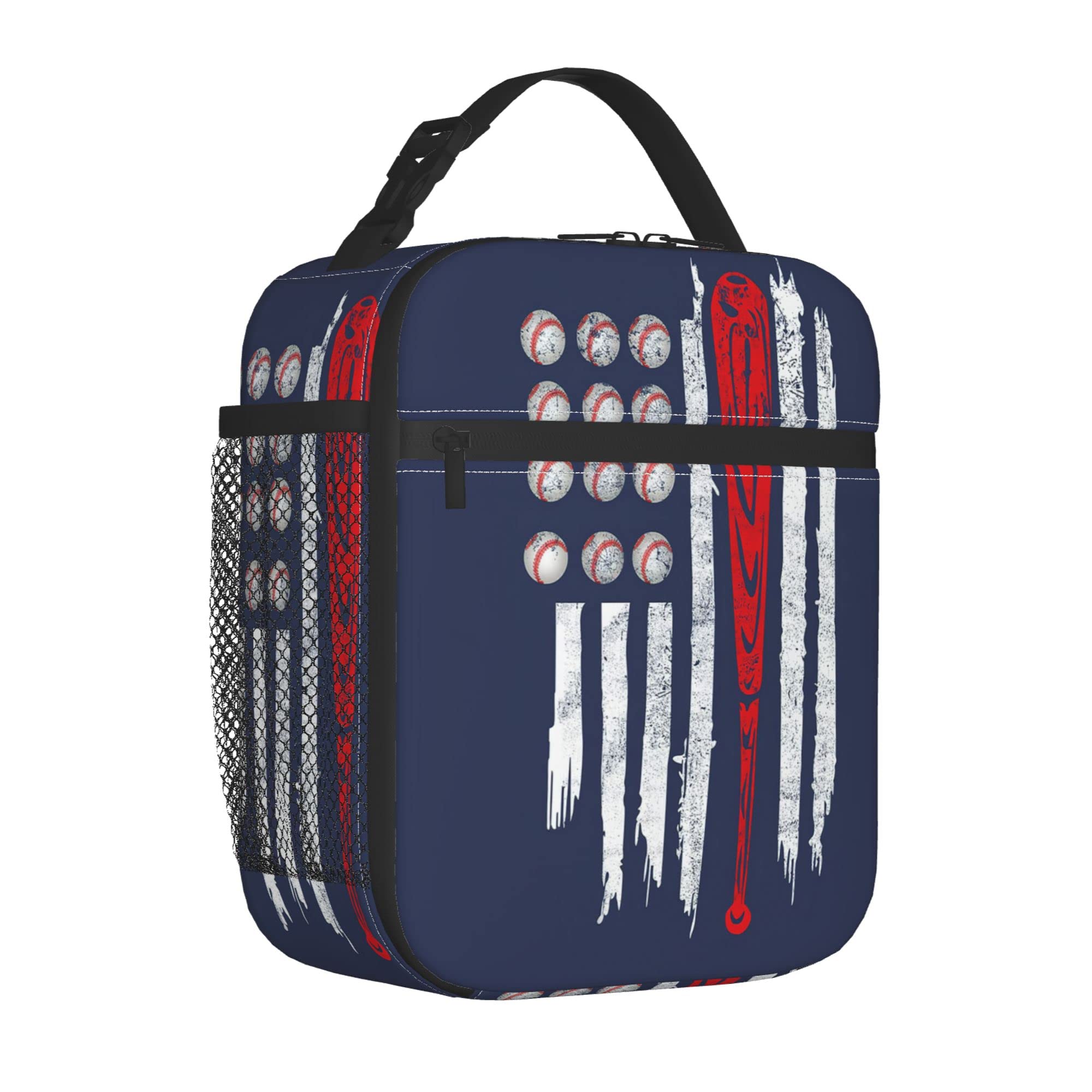 Borse per il pranzo con bandiera americana da baseball, da donna, con pallina patriottica, borsa per il pranzo, impermeabile, termica, borsa per il pranzo, per lavoro, picnic, spiaggia, sport
