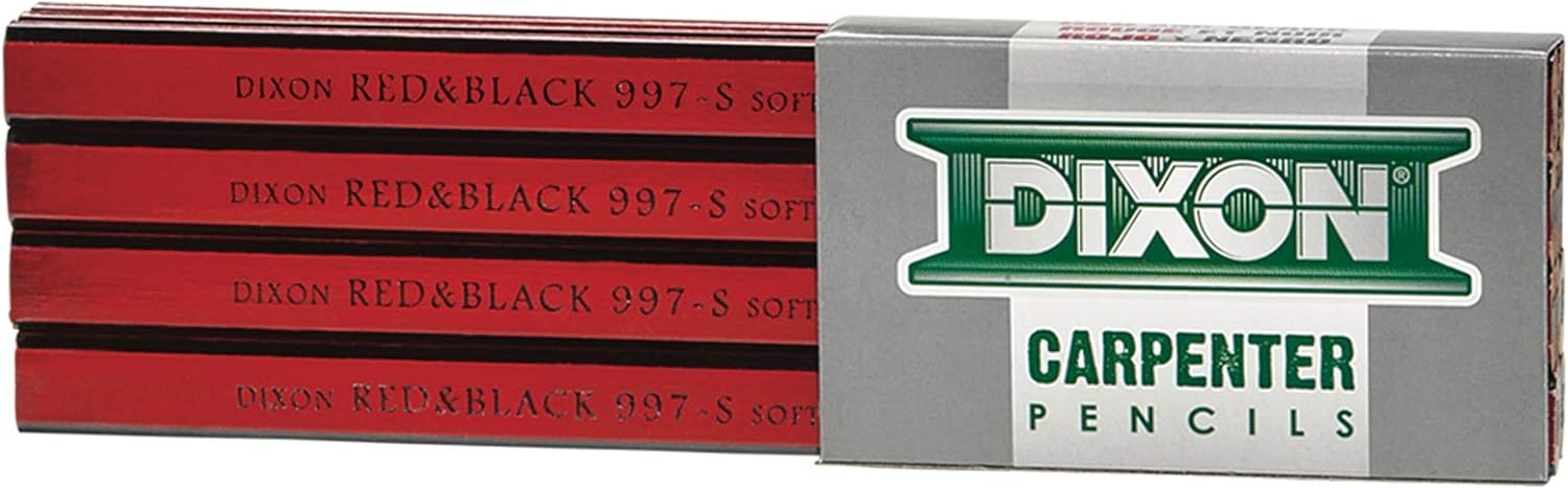 DIXON Industrial Carpenter Pencils, Soft Graphite Core, Red/Bla