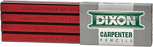Miniatura 6 de DIXON Lápices industriales de carpintería núcleo de grafito duro rojonegro 7 pulgadas paquete de 12 19973