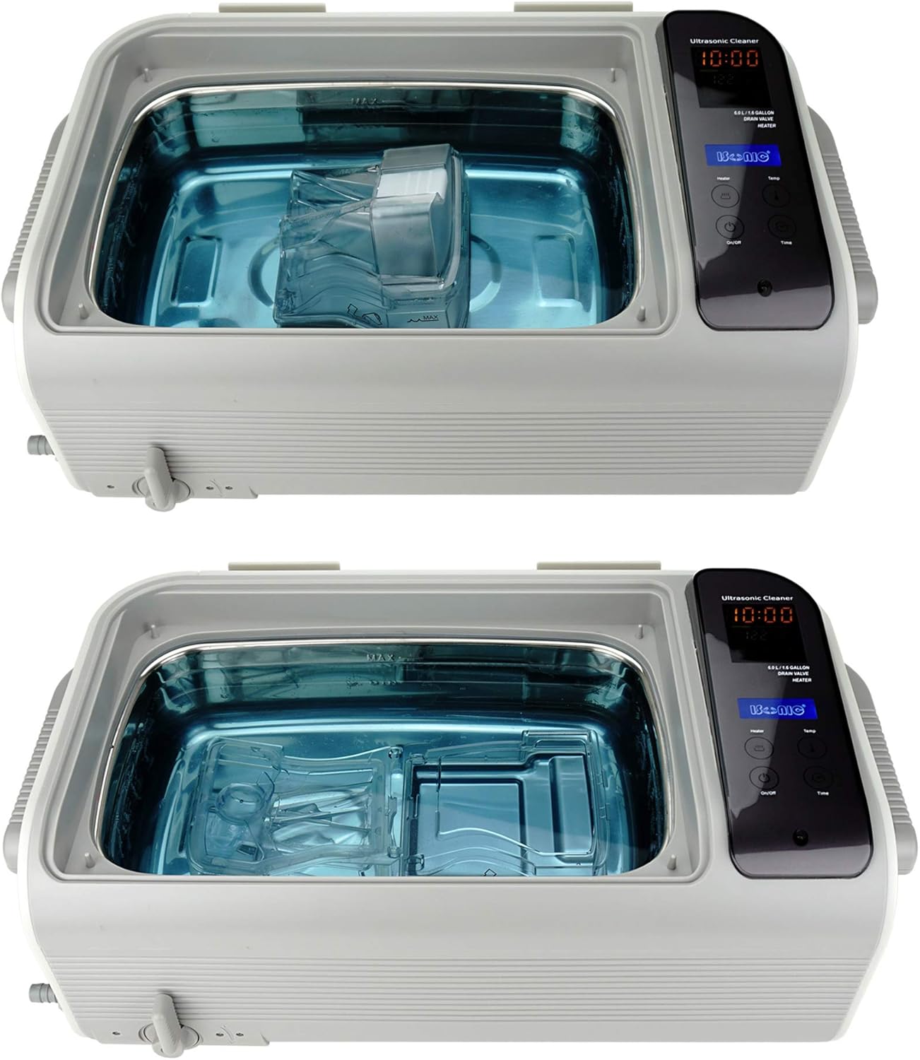 iSonic Ultrasonic CPAP Deep Cleaner P4862-CPAP or P4861-CPAP (Large), 1.6Gal/6L, 110V for North America, with SS. Weight Bracket, Cleaning Tablet, Beige, 1.6 Gallon