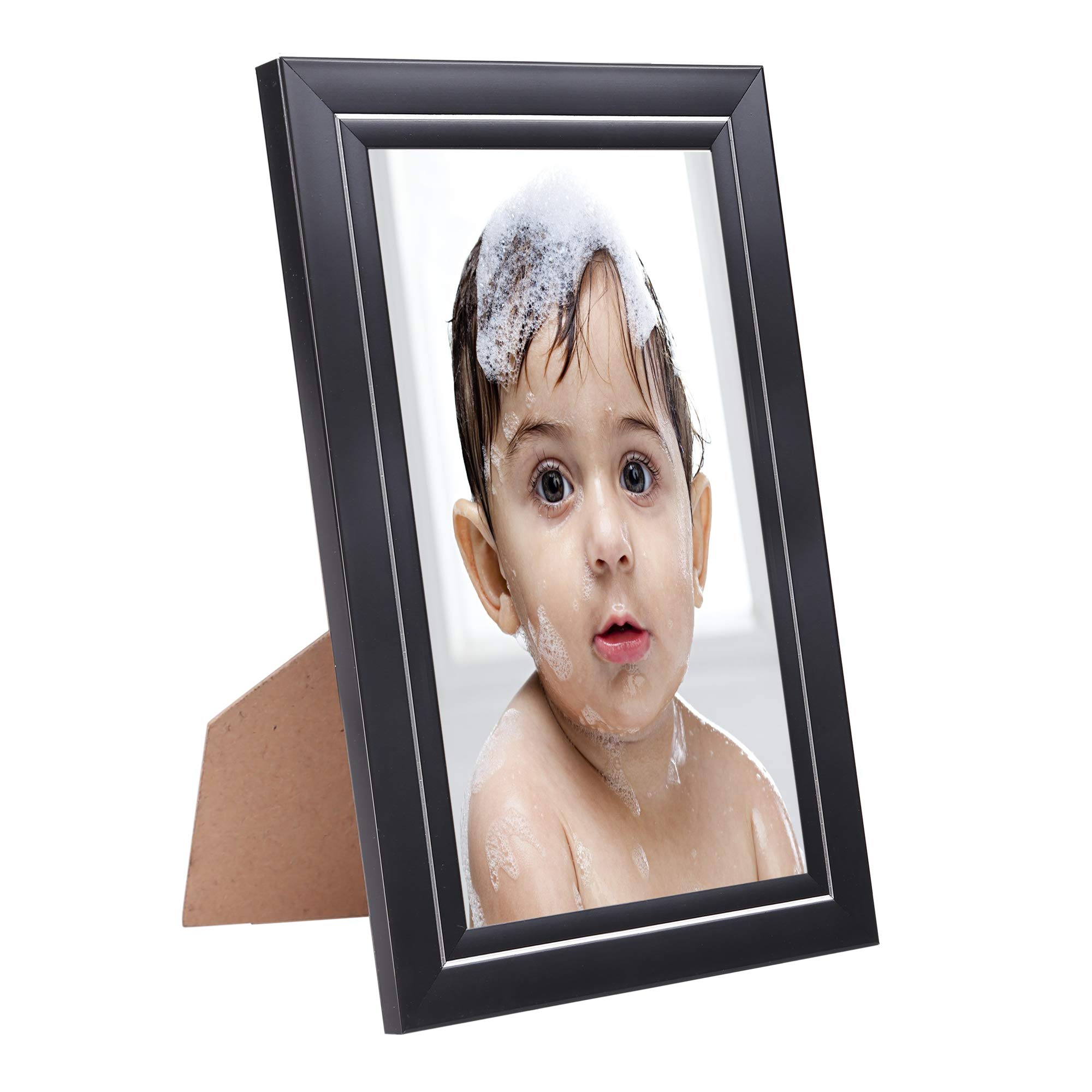 Amazon Brand - Solimo Photo Frames, Tabletop (1 pc - 8x12 inch), Black & Silver