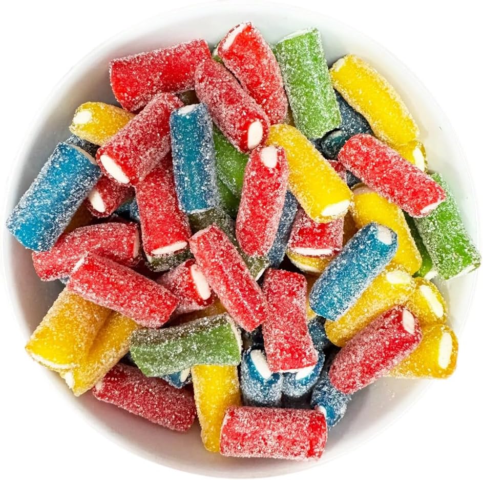 Fizzy Assorted Bites Sweets - Sour Sugar-Coated Fruit and Cream Flavour Sweets (500g)