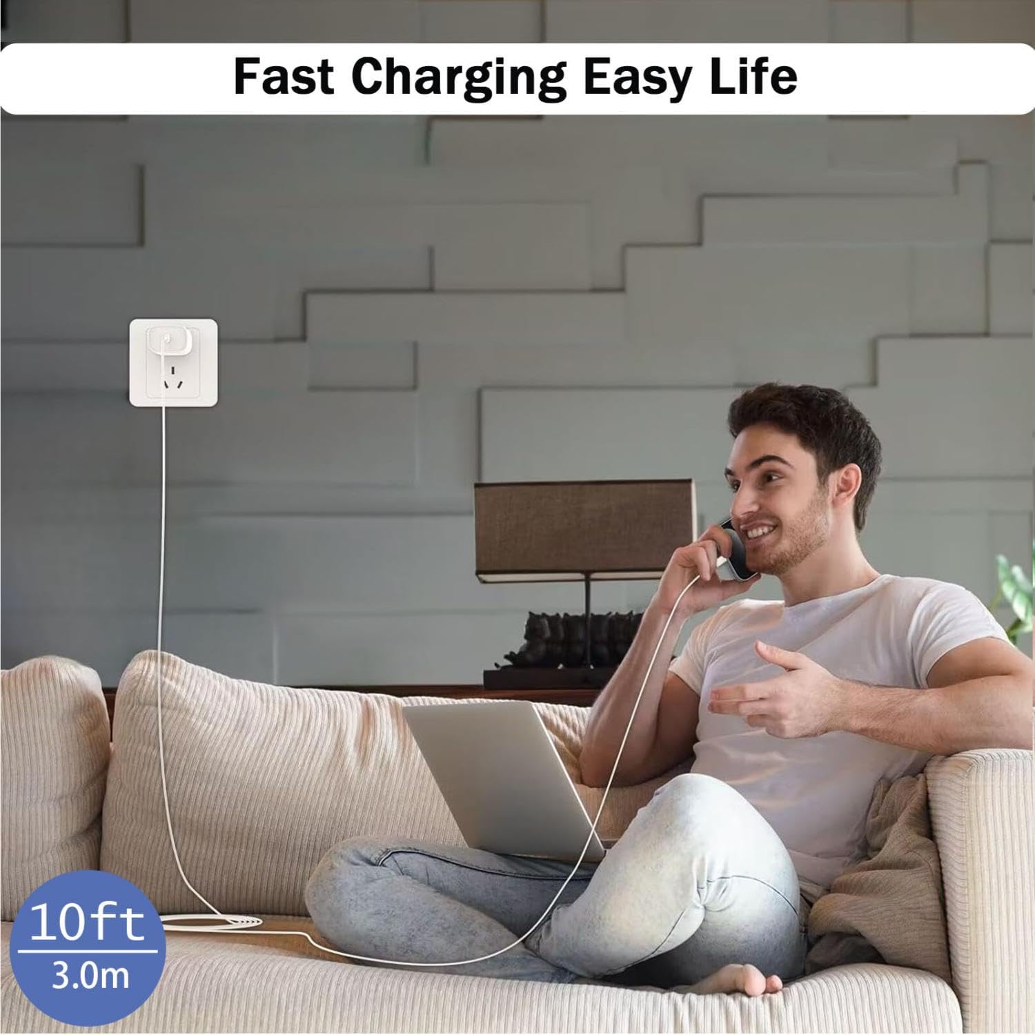 10FT iPhone 17/16 Charger Fast Charging,2Pack 20W USB-C Block Type C Chagrer Power Adapters 10Foot Long Super Charging Woven Cable for iPhone 17E/17/17 Pro Max/Air/16/16 ProMax/15/15 Pro/iPad Pro/Air
