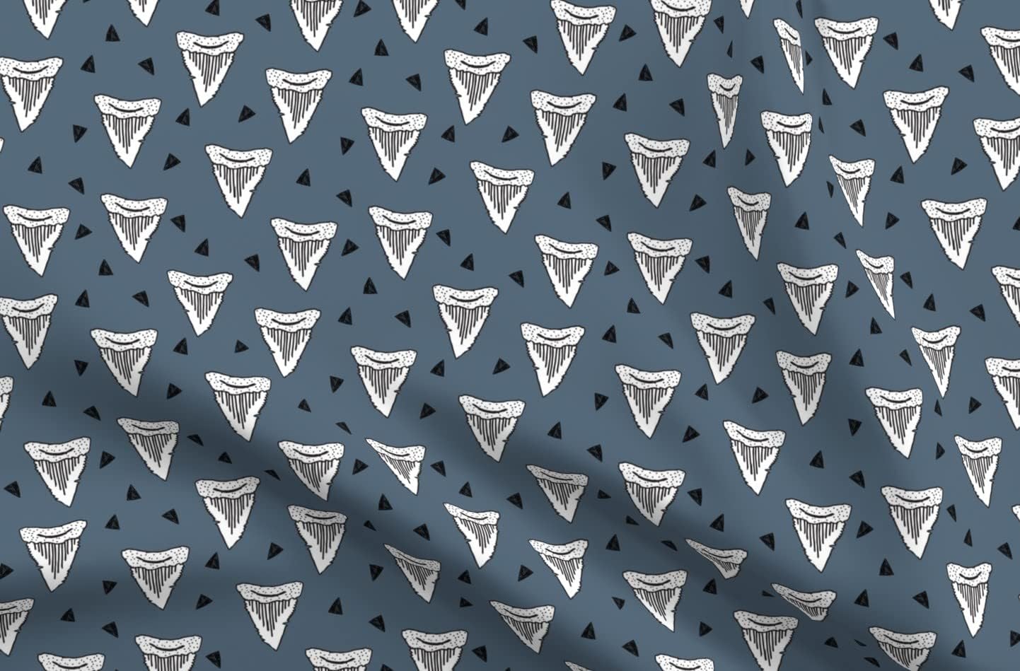 Spoonflower Fabric - Shark Tooth Sharks Teeth Boys Room Triangle Hipster Kids Boy Geometric Printed on Upholstery Velvet Fabric Fat Quarter - Upholstery Home Decor Bottomweight Apparel