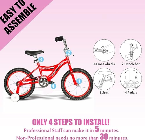 Miniatura 5 de Tracer Bicicleta infantil con ruedas de 16 y 20 pulgadas para niños y niñas