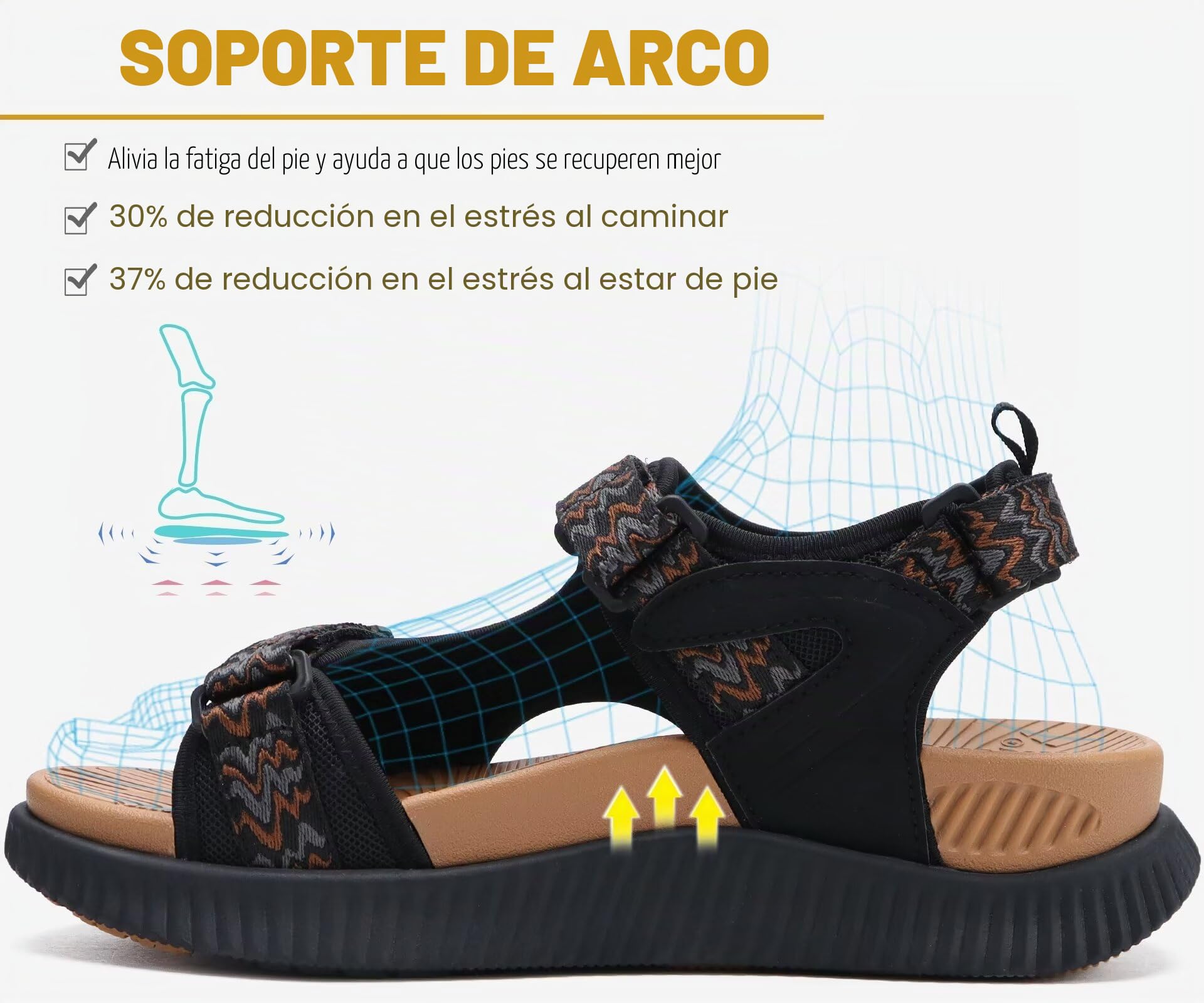 KuaiLu Sandalias ortopédicas para caminar para mujer con cómodo soporte de arco, alivio de la fascitis plantar, verano, al aire libre, senderismo, deporte, recuperación, correa ajustable, zapatos