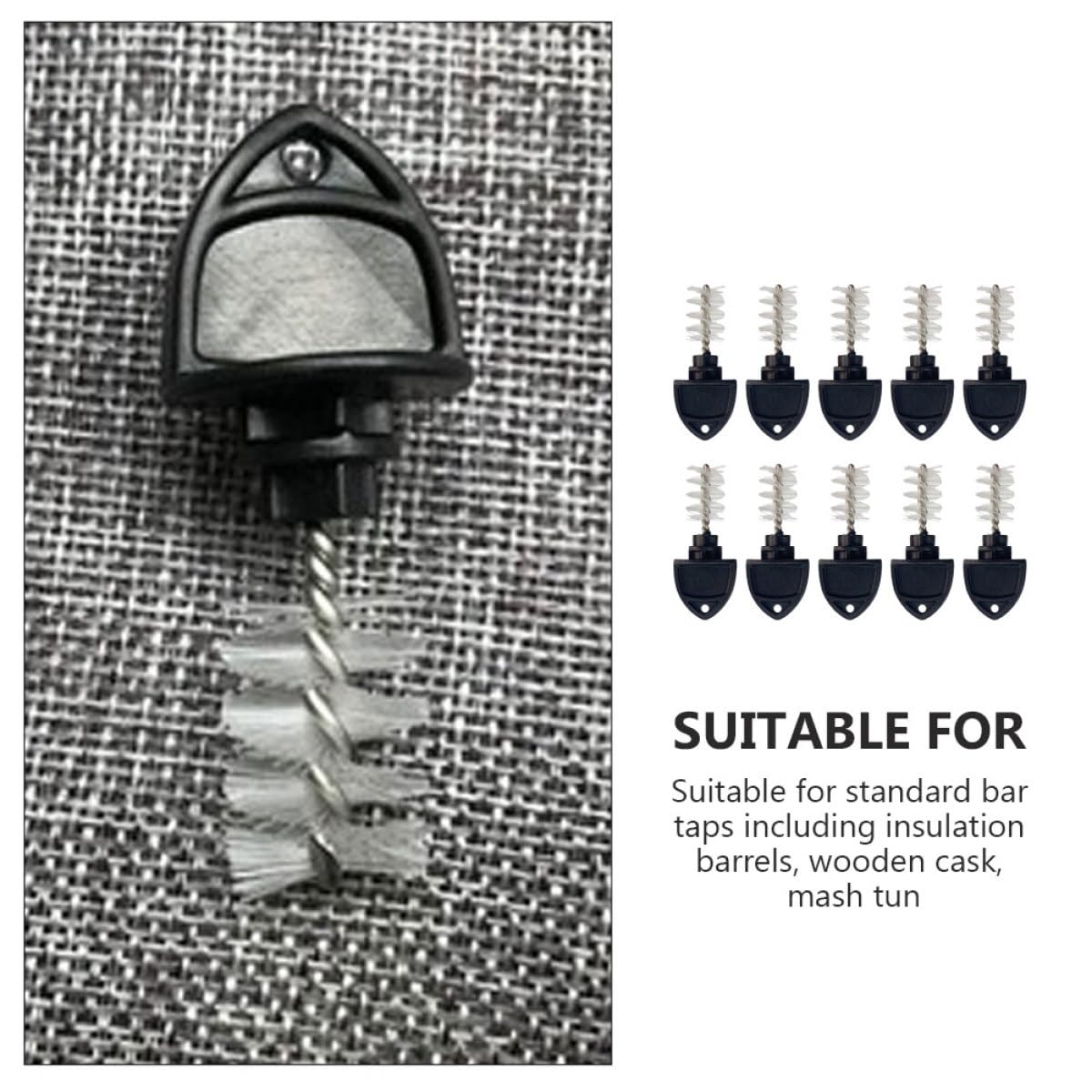 Kichvoe Set da 10 Pezzi Spazzole Pulizia per Rubinetto Birra in Acciaio Inox e Plastica, Coperchio Sigillante per Rubinetti Bar Standard, Accessori per Pulizia e Protezione Antispina,