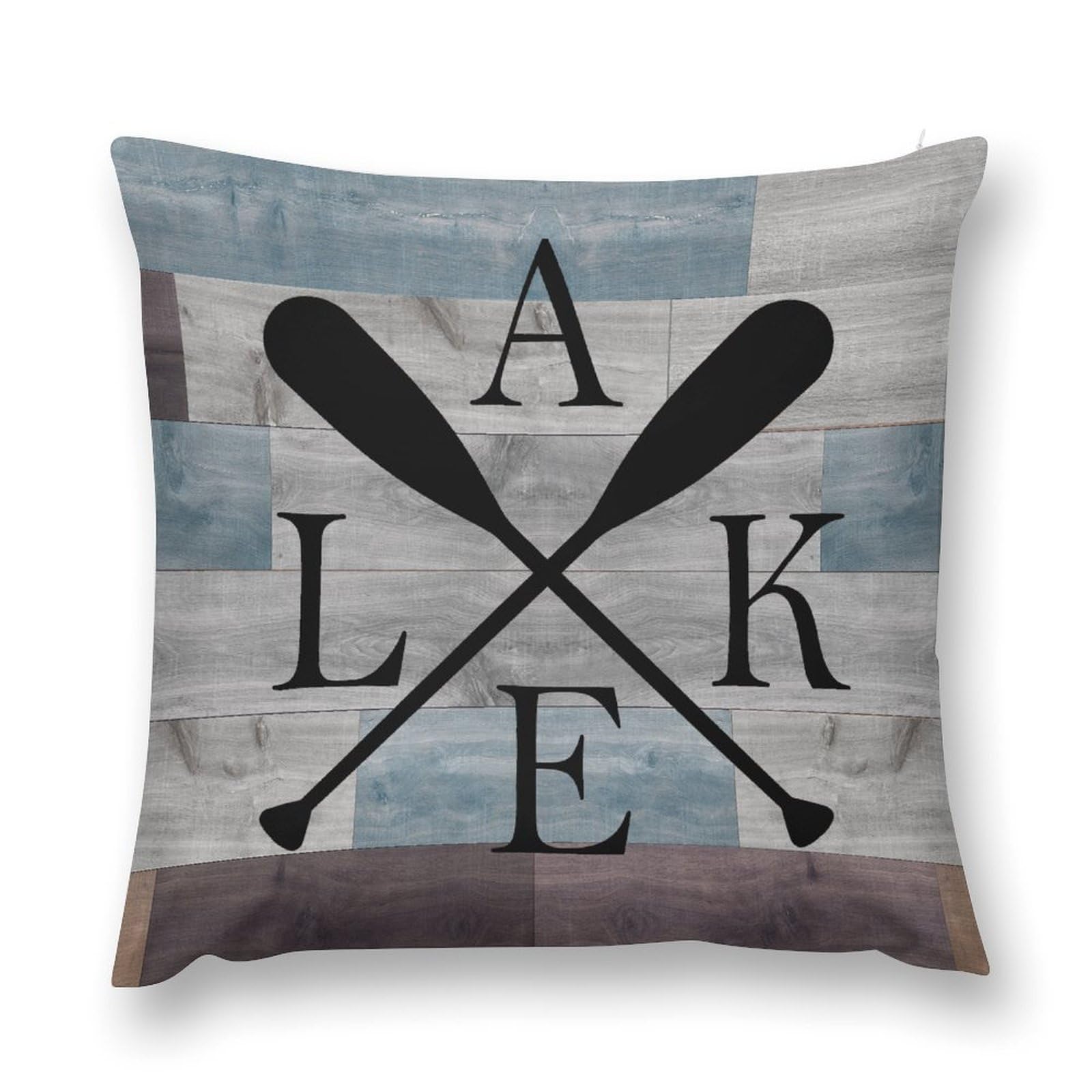 moderw Lake Throw Pillow Cover, Vintage Country Farmhouse Lake House Life Couch Pillowcases Retro Watercolor Wood Lake Paddle Boat Camper Sofa Cushion Case for Home Bed Decor 18x18inch