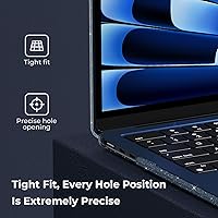 Vista 26 de EooCoo Funda compatible con MacBook Air de 15 pulgadas M5 2026 2025-2023 Release M4 M3 M2 modelo A3448 A3241 A3114 A2941, carcasa rígida de negro