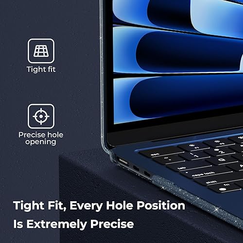 Miniatura 26 de EooCoo Funda compatible con MacBook Air de 15 pulgadas M5 2026 2025-2023 Release M4 M3 M2 modelo A3448 A3241 A3114 A2941, carcasa rígida de negro