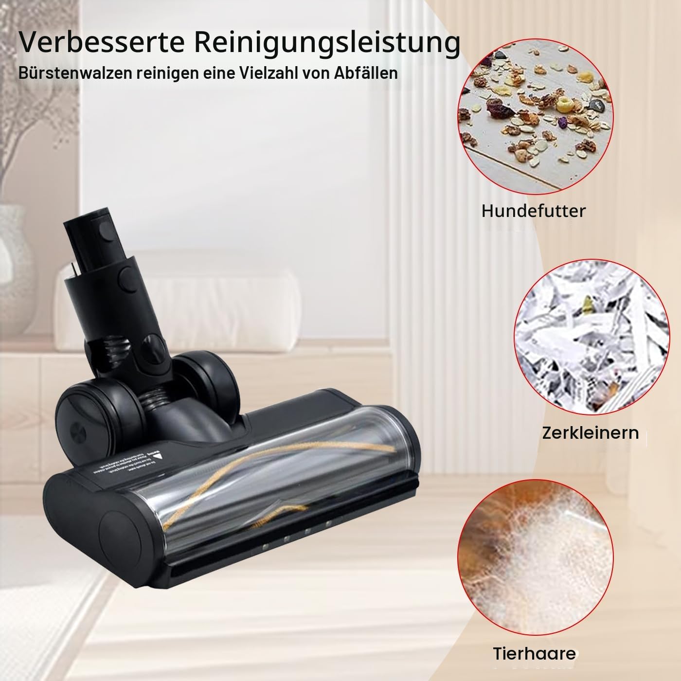Turbine Bürste für Dreame R20 T20 T30 R30 V12 V12 Pro T20 pro V11SE R10, Elektrische Bürste mit LED Scheinwerfern, Zubehör mit SchnellspannerBürste für Hartboden und Teppiche