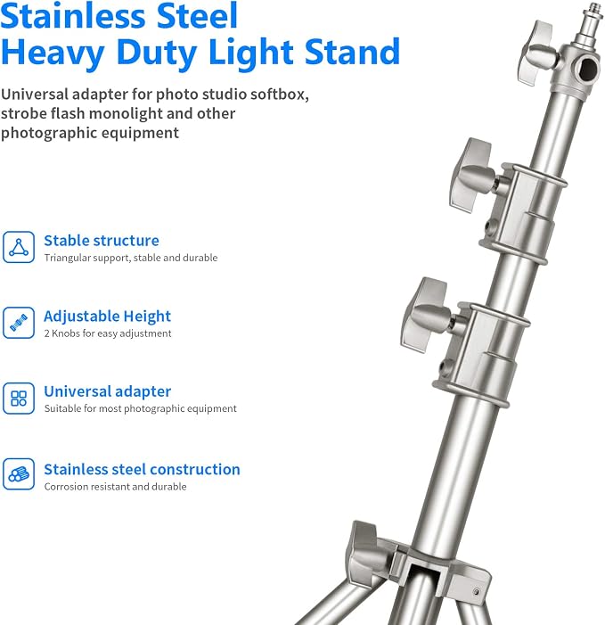 Soporte de luz telescópico de acero inoxidable de 3 m NEEWER miniatura 2