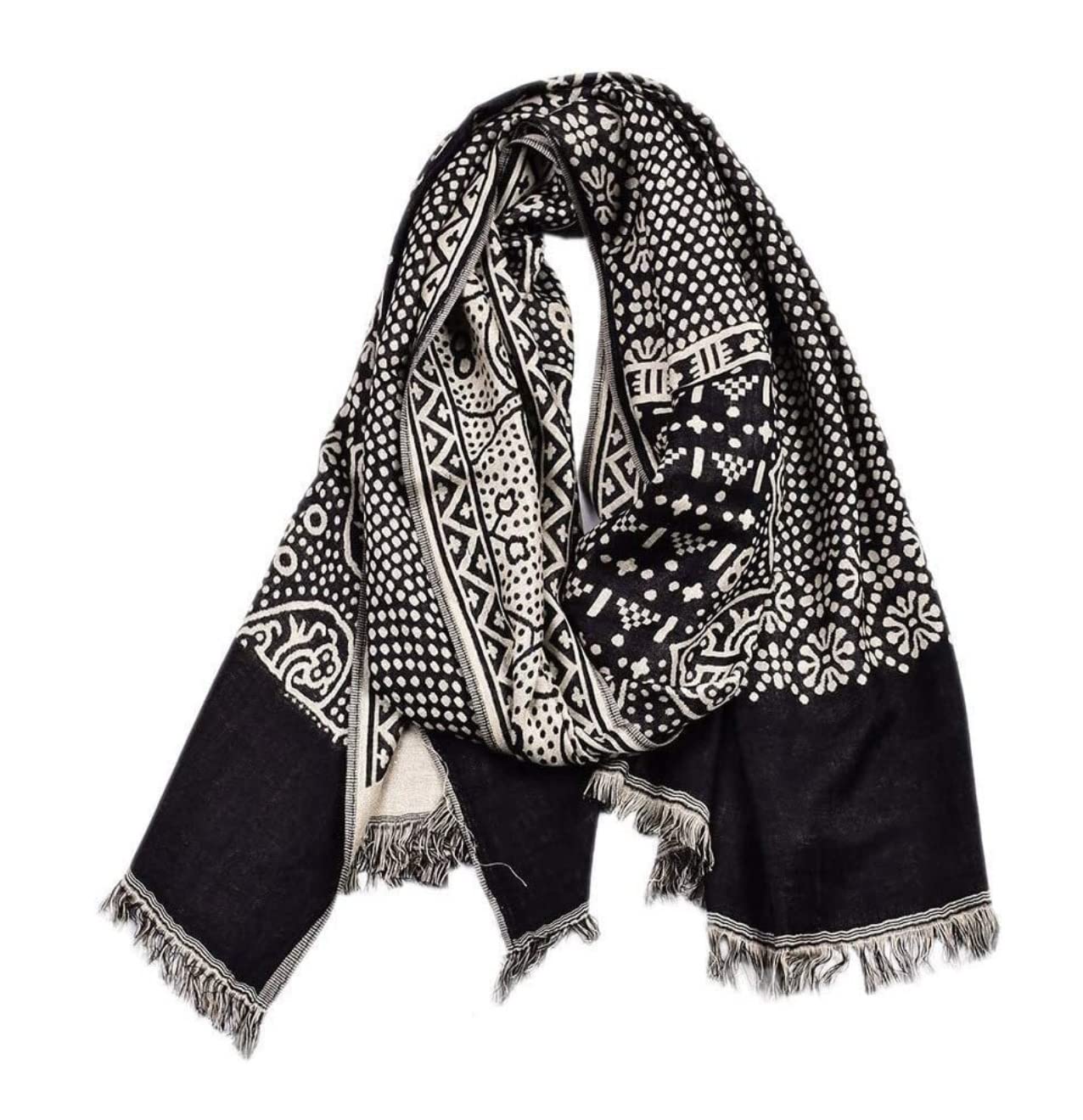 Bufanda Chal Bufanda De Algodón Y Lino, Bufandas Étnicas Para Hombre, Pashmina De Invierno Con Flecos, Chal Largo Estola Suave y Cálida