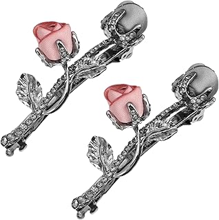 horquilla 2 uds. De pinzas for el pelo de cristal, horquillas de flores rosas, pasadores de pelo Vintage, horquillas nupciales, joyería for el cabello de boda for damas de novia ( Color : Pink Grey )