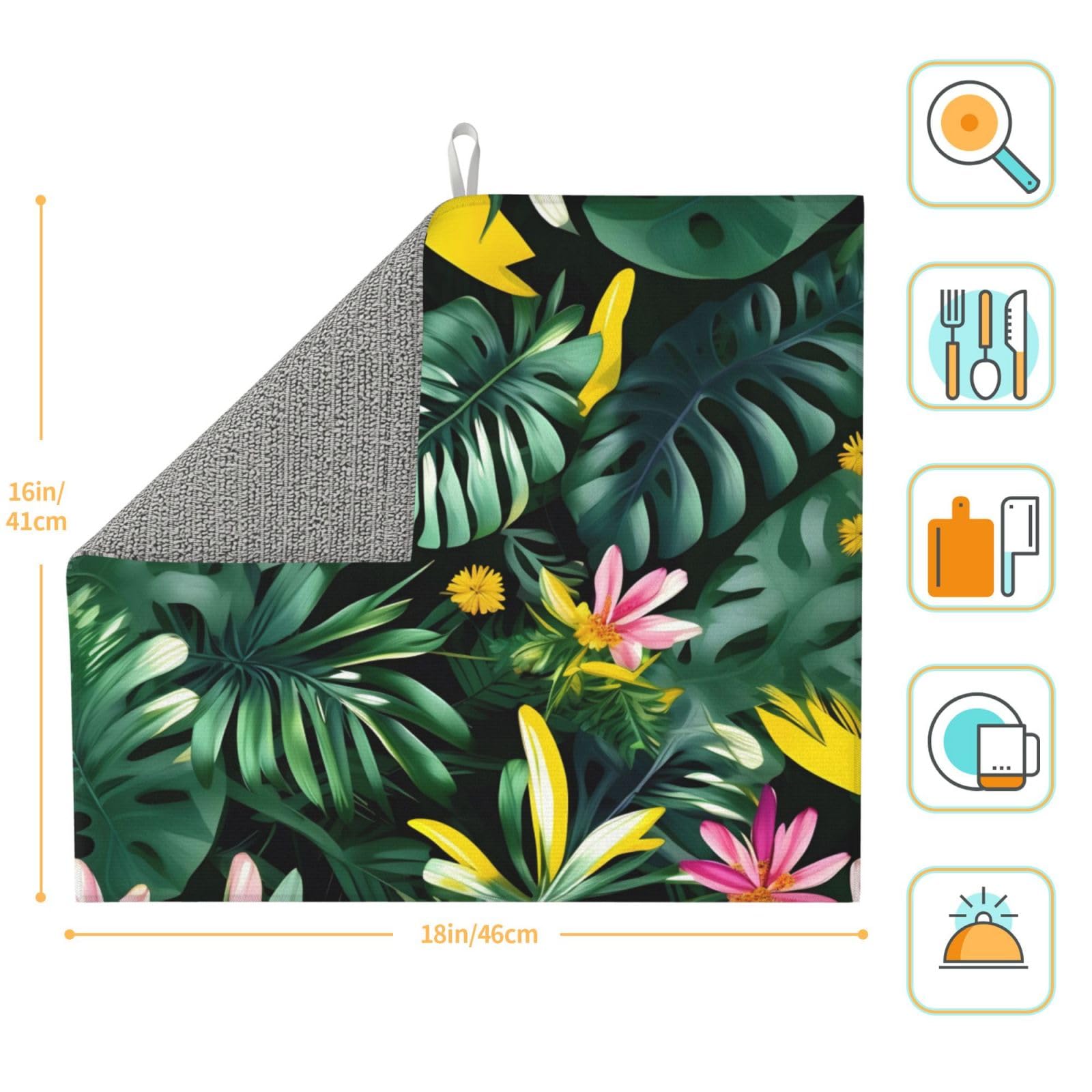 Tappetino Scolapiatti INFUNLY Boho Floreale 40x45 Cm | Assorbente E Antiscivolo | Per Cucina E Caffè - 4