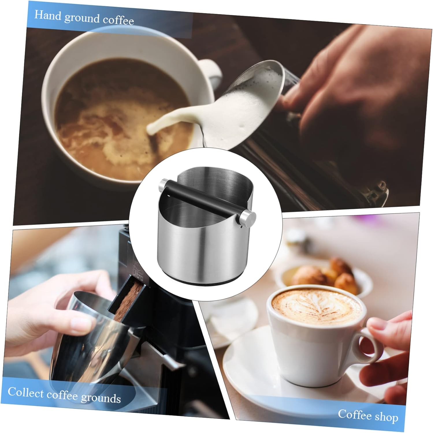 Cabilock Home Coffee Organizer Grounds Bottle Espresso Capacity Stainless Steel Grounds Container