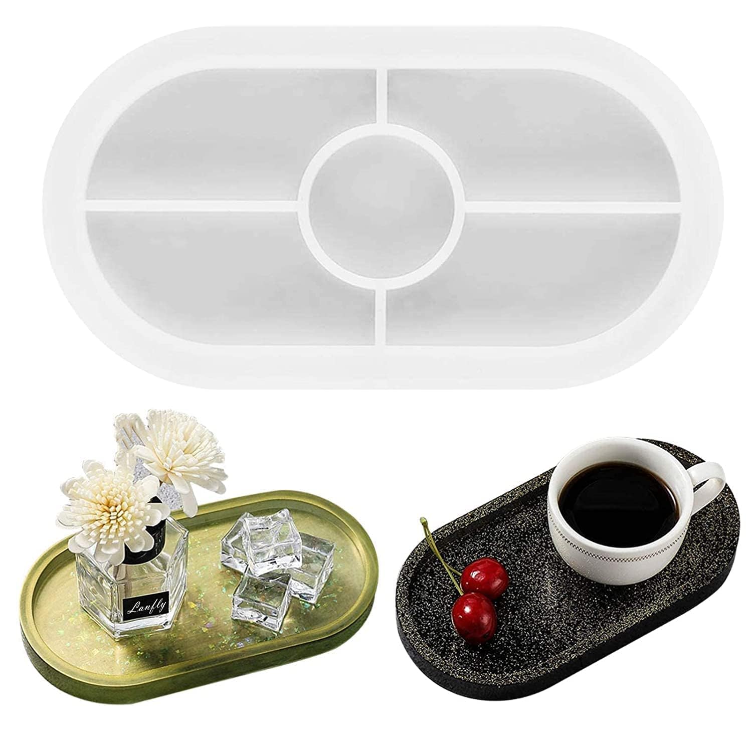 ARTISTERY Resin Silicone Tray Mold for DIY Handmade Plate (Oval Capsule Tray Mould, 20.5 X 10.3 cm) - White-image-7