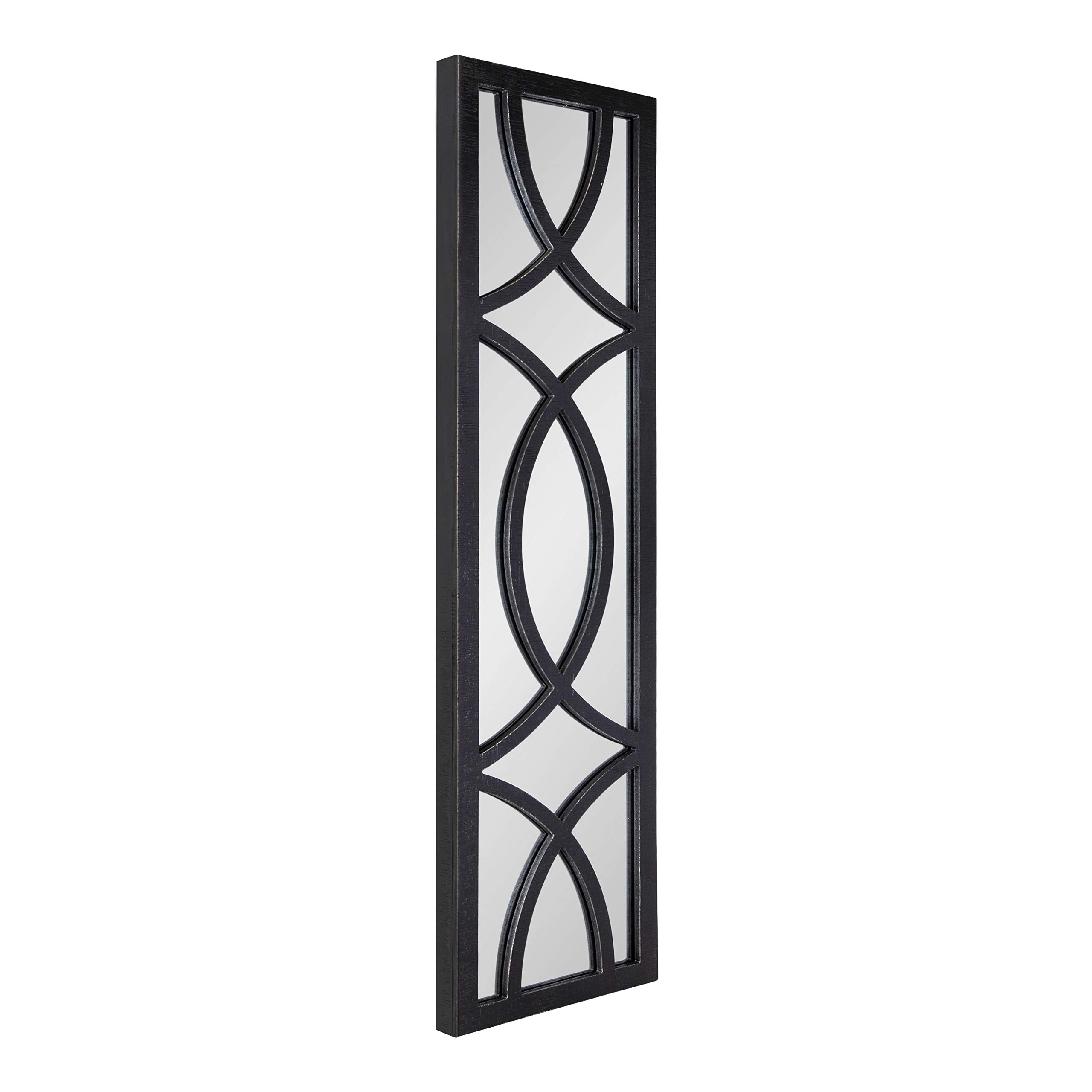 Amazon Com Kate And Laurel Tolland Decorative Wooden Panel Wall Mirror 12 X 48 Black Rustic Windowpane Accent Furniture Decor