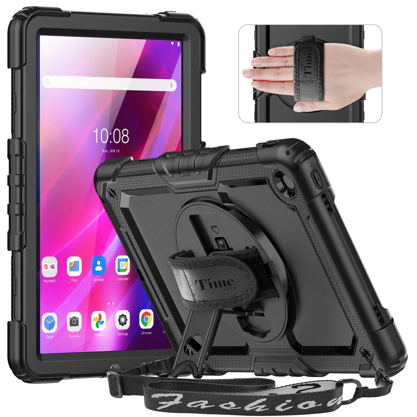 Timecity Case for Lenovo Tab M10 FHD Plus 10.3 (2020, 2nd Gen), Full-Body Protective Shockproof Tablet Cover with Screen Protector, 360° Rotating Stand, Hand/Shoulder Strap and Pencil Holder, Black (B08VHW4J3Y) Amazon Price History, Amazon Price Tracker