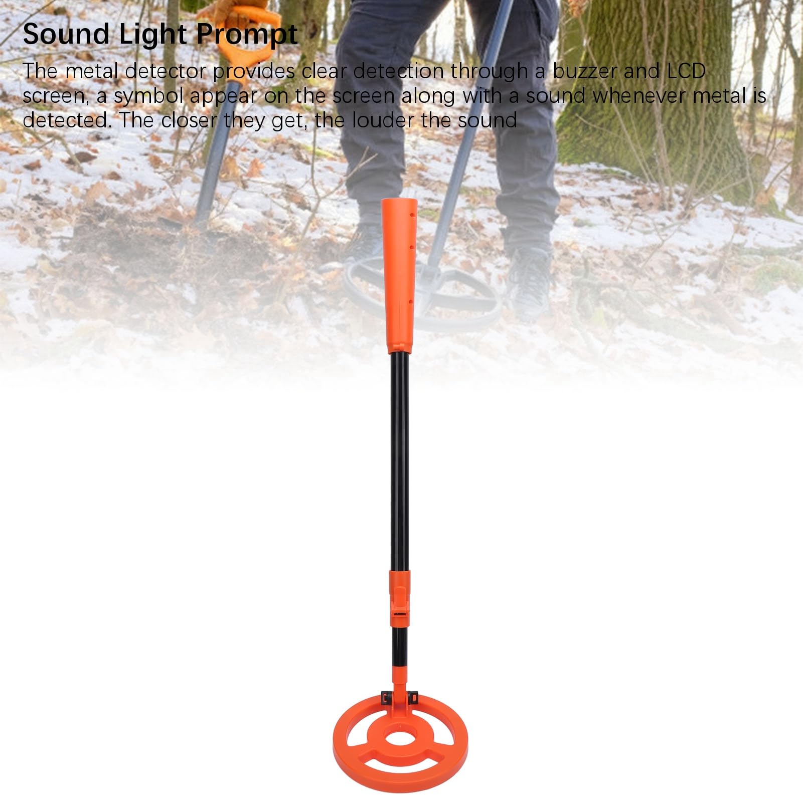 Detector de Metales de Pantalla LCD, Probador de Metal Portátil con una Varilla Ajustable 26-37.4 Pulgadas Bobina de Búsqueda Plegable Ligera para Actividades Al Aire Libre de