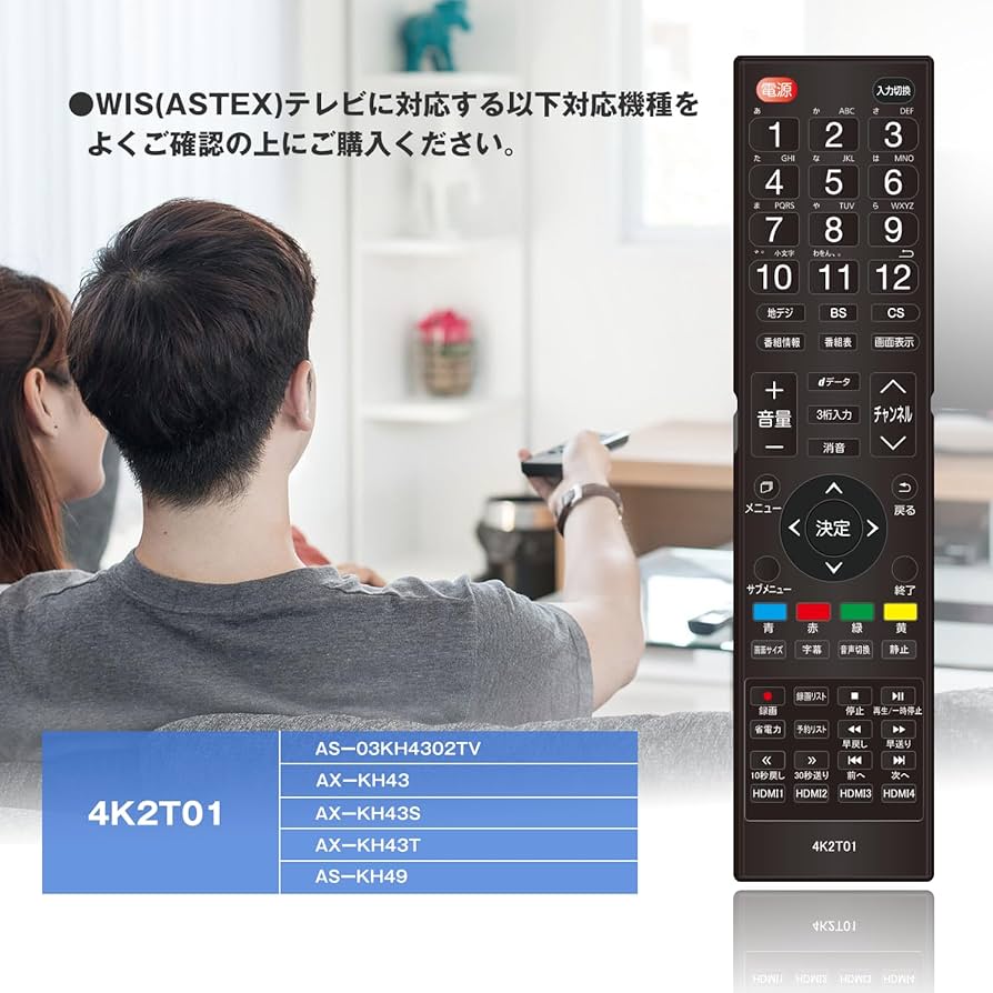 Amazon.co.jp: WIS 4K2T01 リモコン for AS-03KH4302TV AX-KH43 AX
