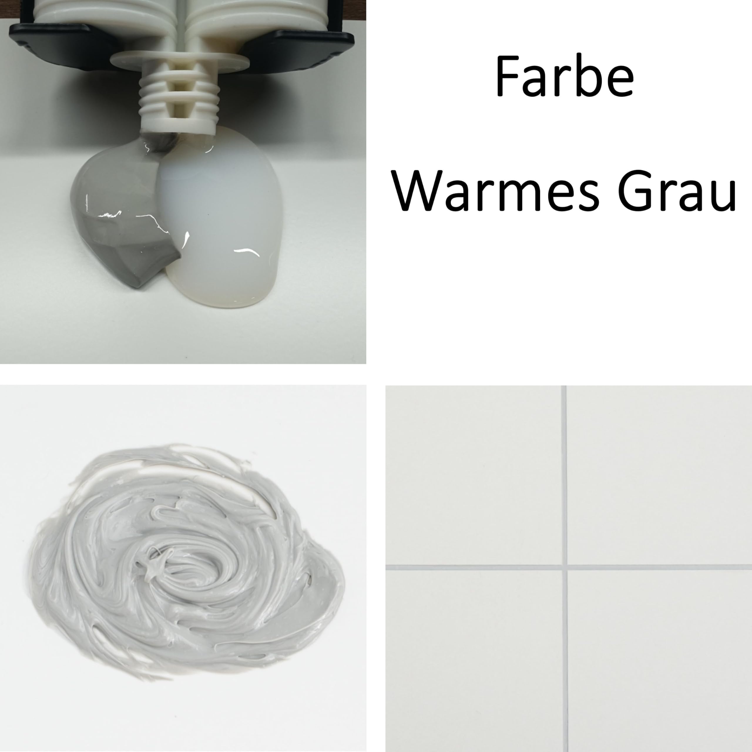 Epoxid-Fugenmörtel für Fliesen und Stein, wasserfest, flecken-, schimmel-, riss- und chemikalienbeständig, für Boden und Wand, gebrauchsfertig, leicht aufzutragen und zu (Warmes Grau, Unsanded, 1 pk)