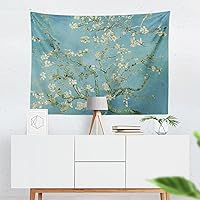 Vista 2 de Chitteri Vincent van gogh - Tapiz colgante de flores de almendra, 60 x 45 pulgadas, arte de pared de poliéster para decoración del hogar