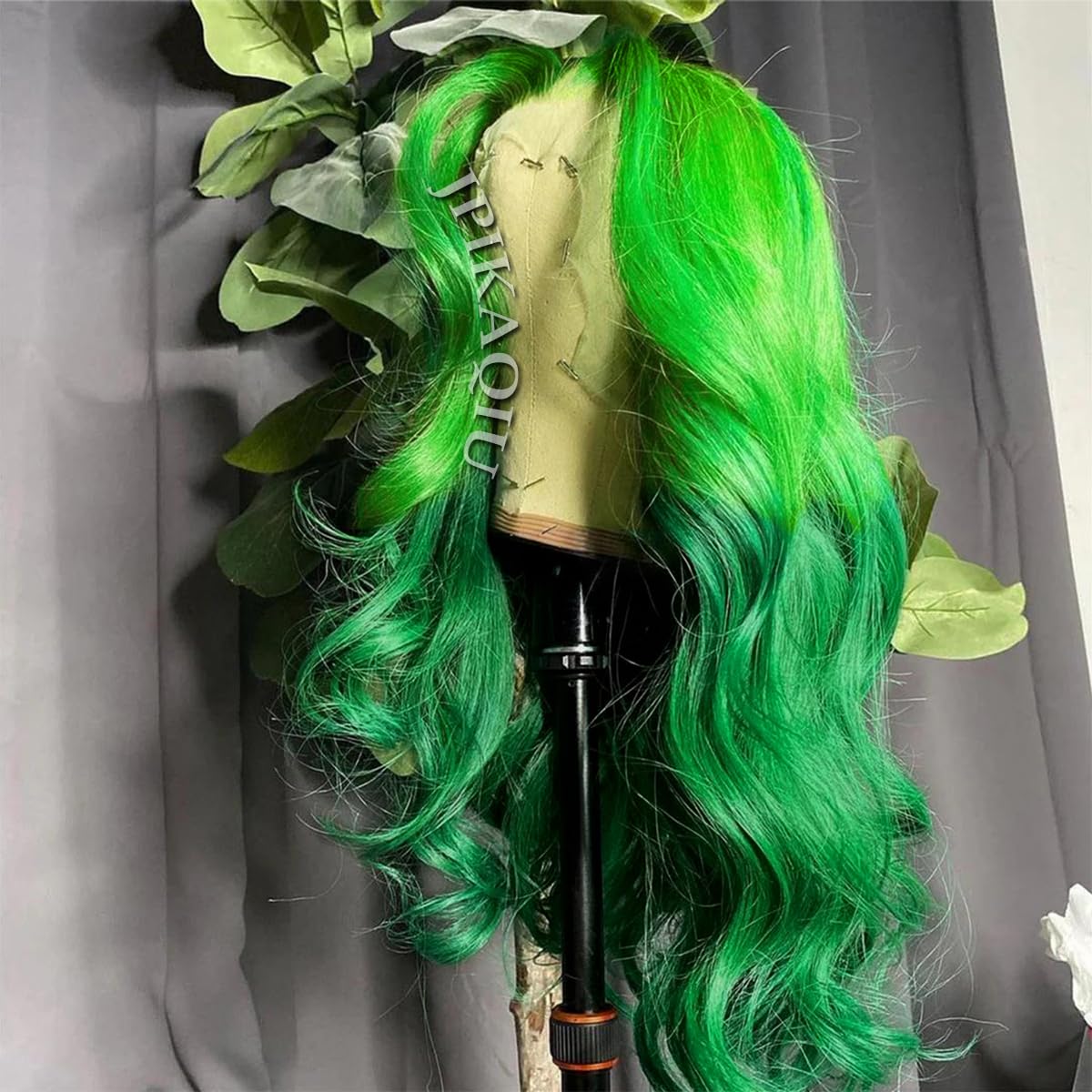 Parrucca frontale in pizzo verde scuro Ombre parrucche sintetiche frontali in pizzo per donne alla moda parrucca per capelli ondulati lunghi 24 pollici resistente al calore 13x4 HD parrucche