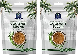 Rootstock 100% Pure Coconut Sugar 800gm, Unprocessed Coconut Sugar for Daily Use Diabetic Friendly Natural Sweetener Low Glycemic Index Helps to Improve Digestion 400gm (Pack of 2)
