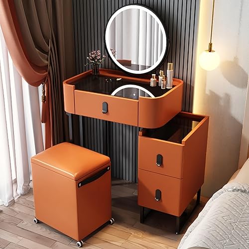 Miniatura 24 de Vanity Desk with Mirror and Drawers, White Vanity with Mirror, Wooden Makeup Desk for Bedroom Dressing Room, with Adjustable Brightness Mirror,White