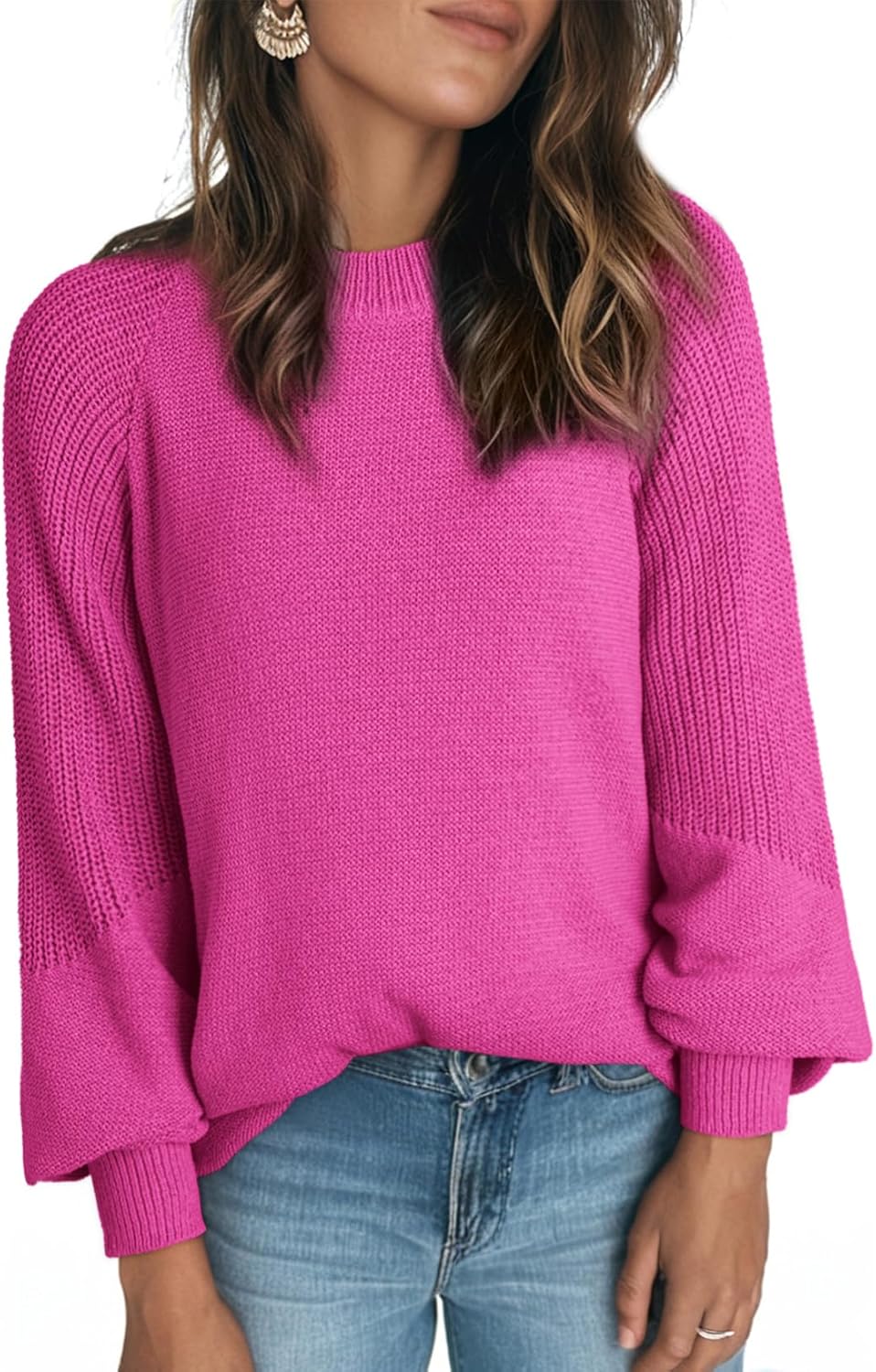 Dokotoo Women's Casual Long Sleeve Sweaters Loose Crewneck Cable Knit Pullover Sweater Jumper Tops - Image 2