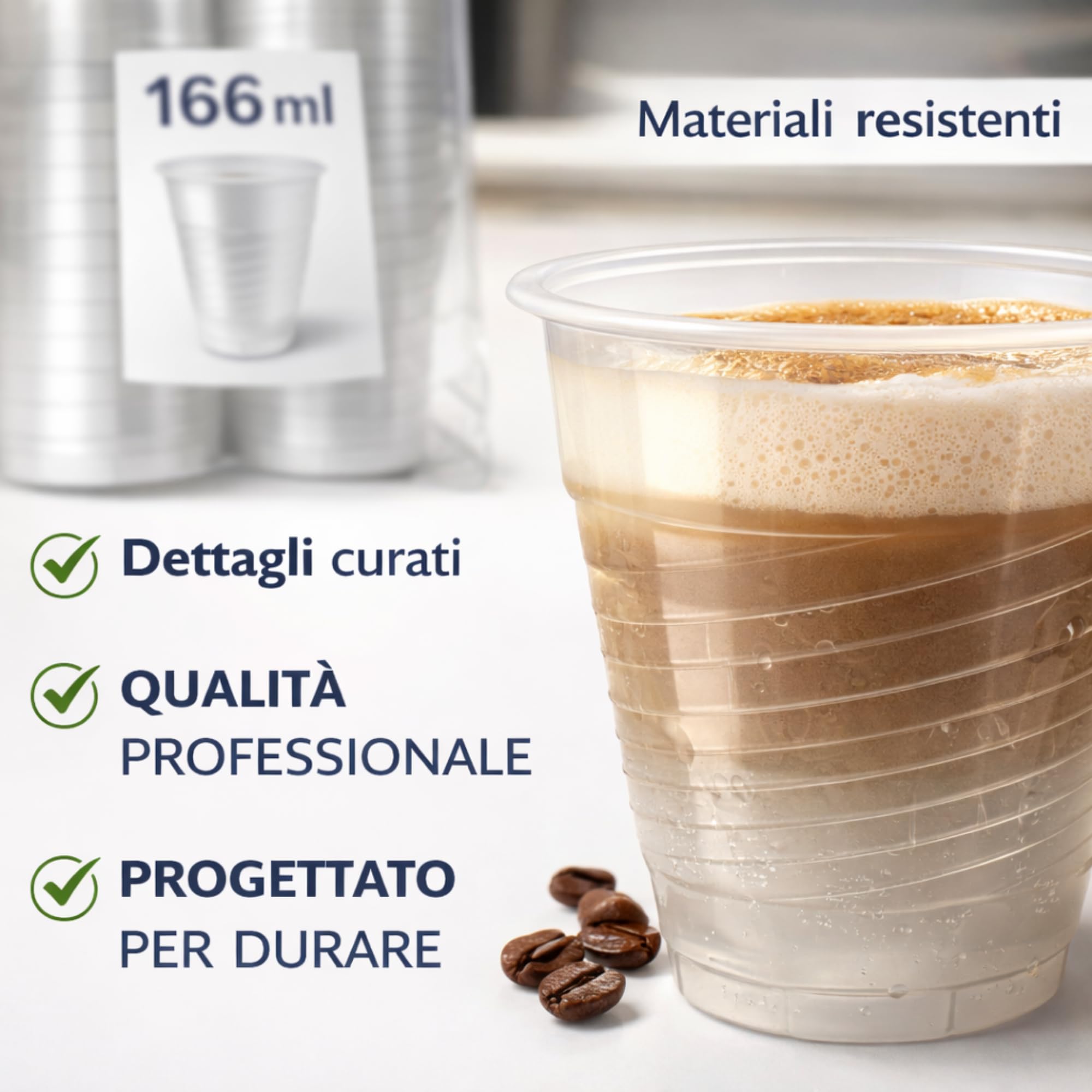 Bicchieri Caffe 166ml per Distributori Automatici - Resistenti e Anti-scottatura - Adatti a Acqua, Cappuccino, Tè e Cioccolata - Ideali Per Aziende, Sale Pausa ed Eventi (Traslucido, 1000 pz)