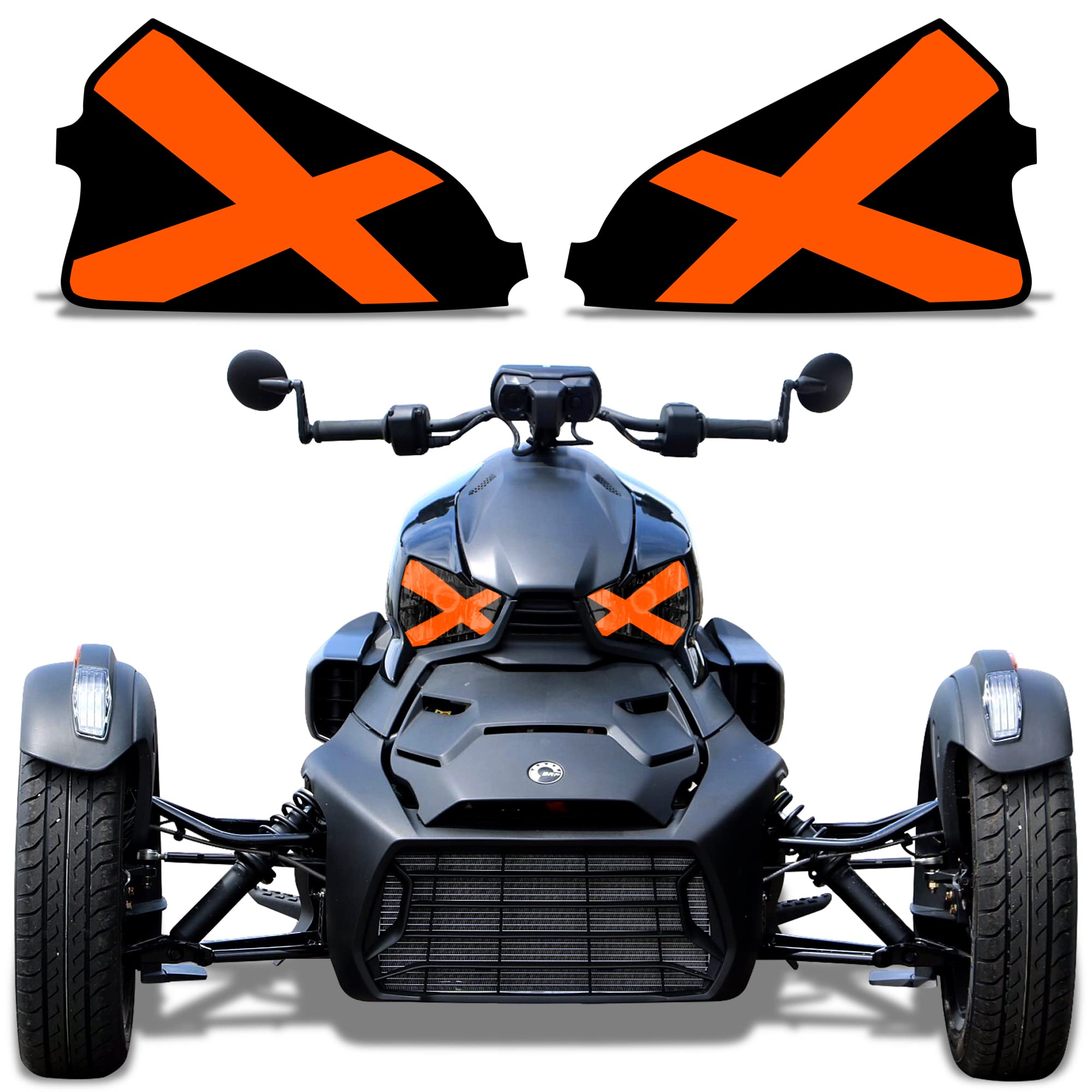 AMR Racing Roadster Headlight Eye Graphics Decal Cover Compatible with Can-Am Ryker 2019-2022 - Lights Out Orange (AMR22369)