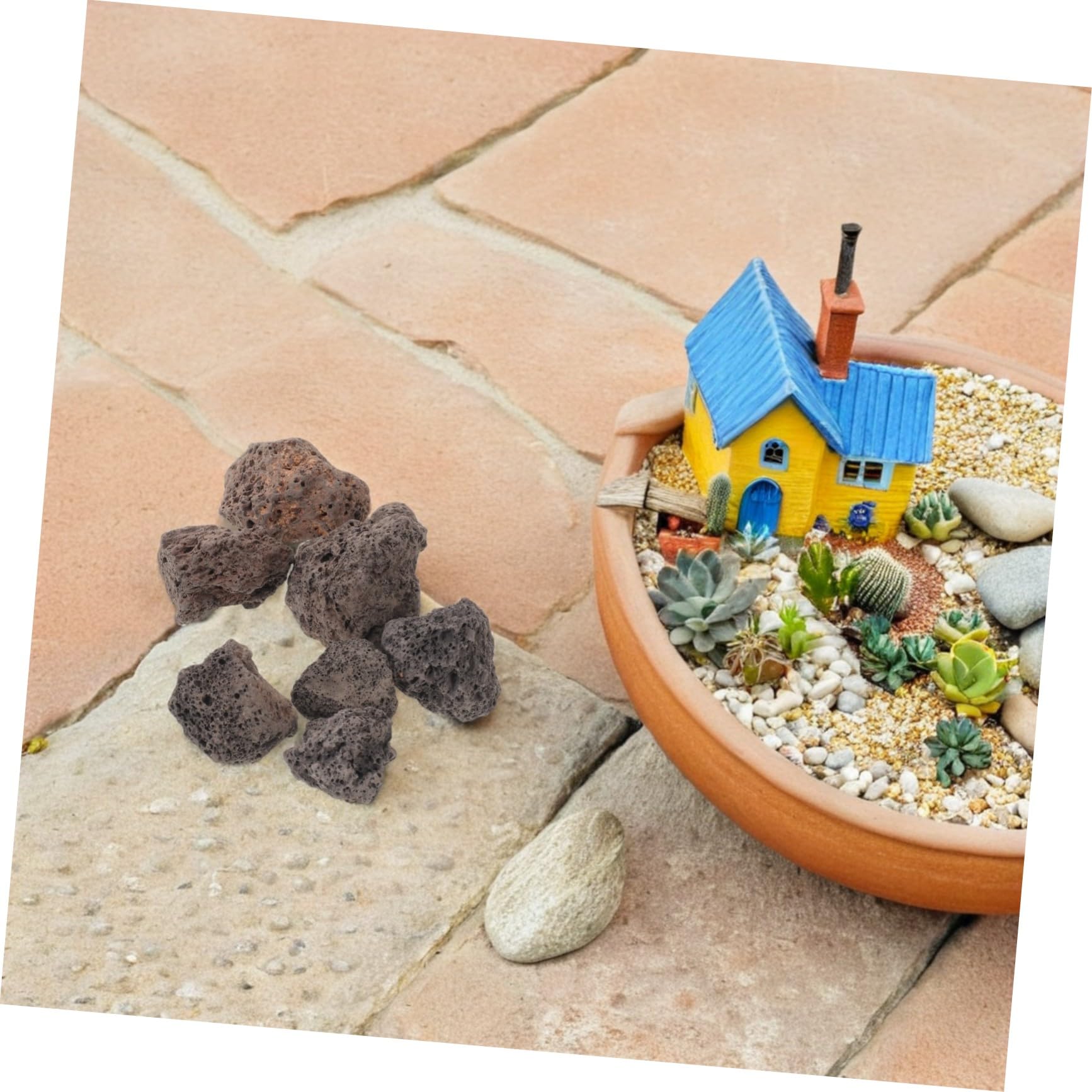 COLLBATH Vulkanische Lavasteine 1,1 Kg Hochporöse Natursteine für Vogeltränken Aquarien und Terrarien Wetterfeste Dekosteine für Garten und Pflanzen