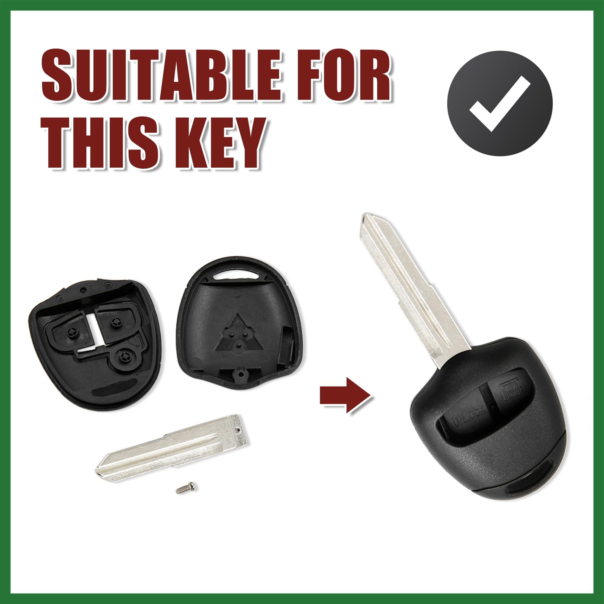 Motoforti Car Keyless Uncut Key Shell Remote Control Fob Case for Outlander Long-lasting, Black - Image 3